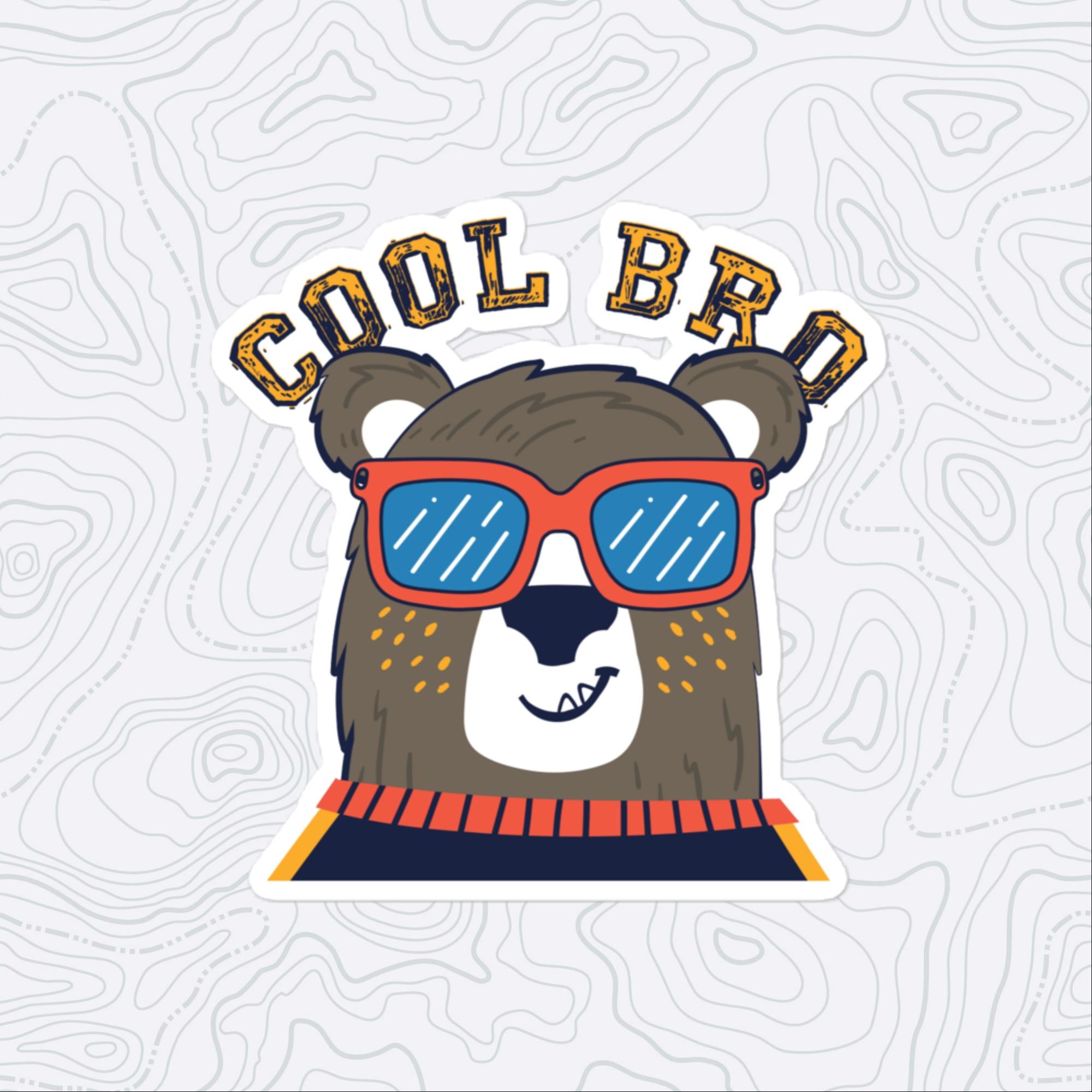 Cool Bro Bear Sticker, Large 4in Vinyl Sticker