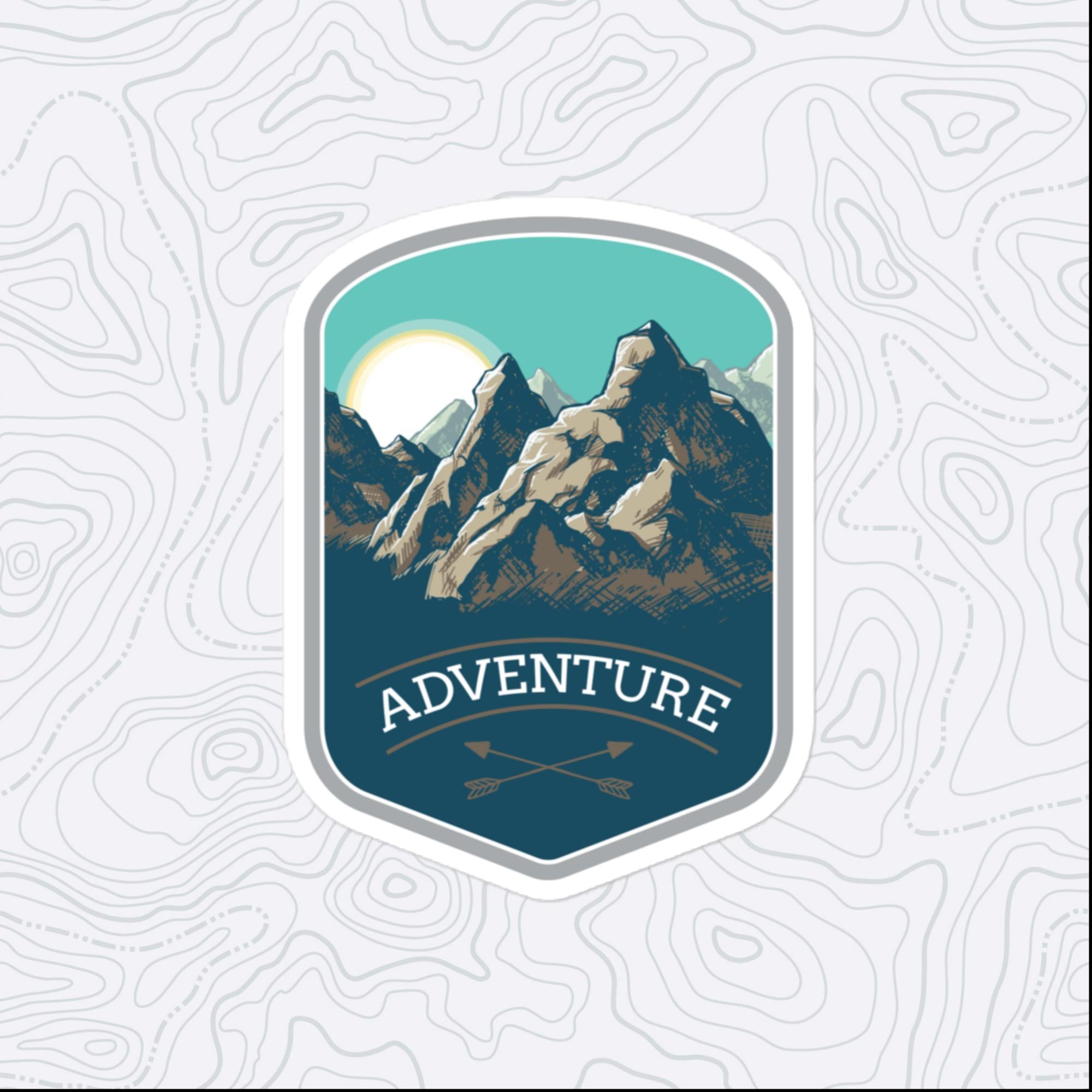 Adventure Mountains Sticker, Large 4in Vinyl Sticker