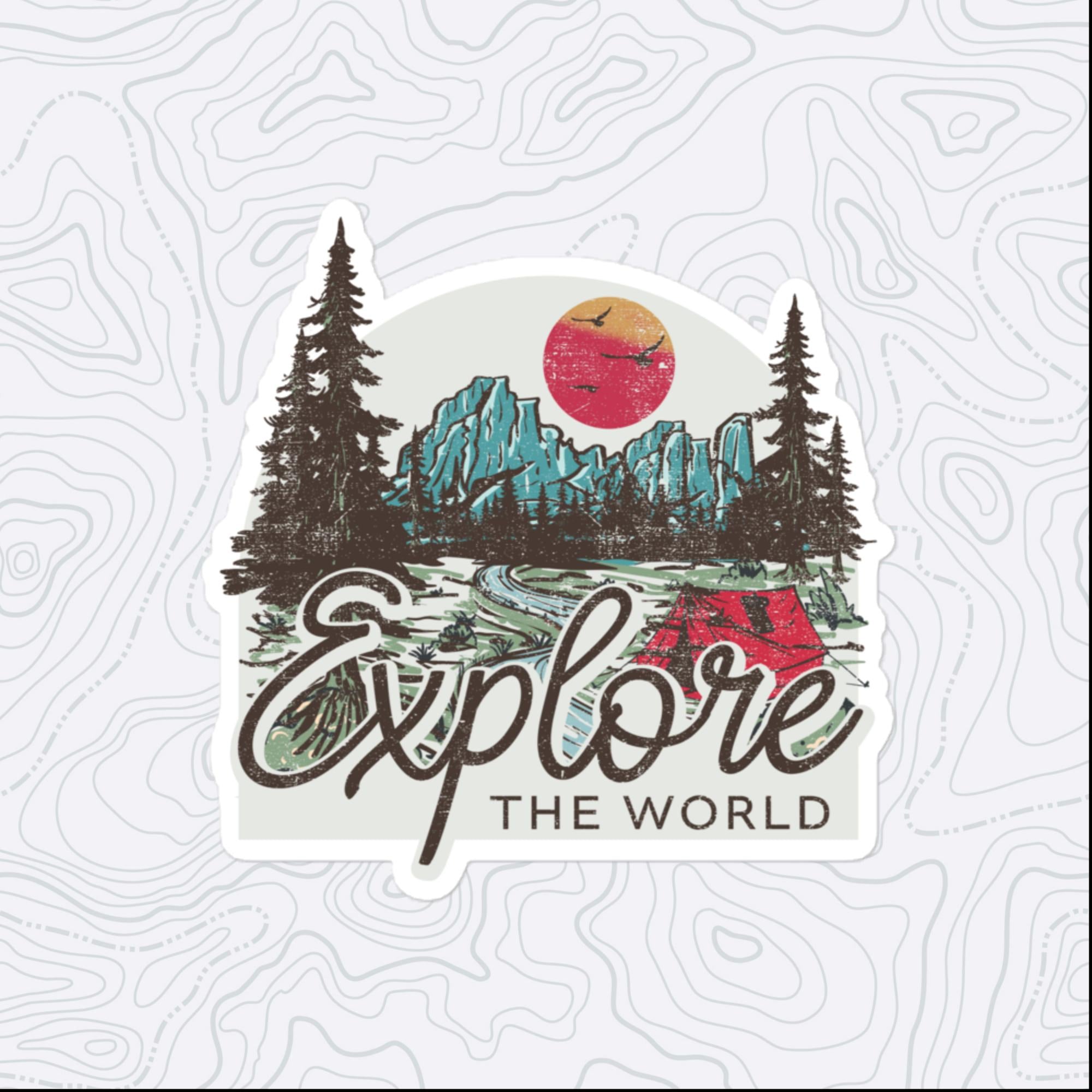 Explore the World Sticker, Large 4in Vinyl Sticker