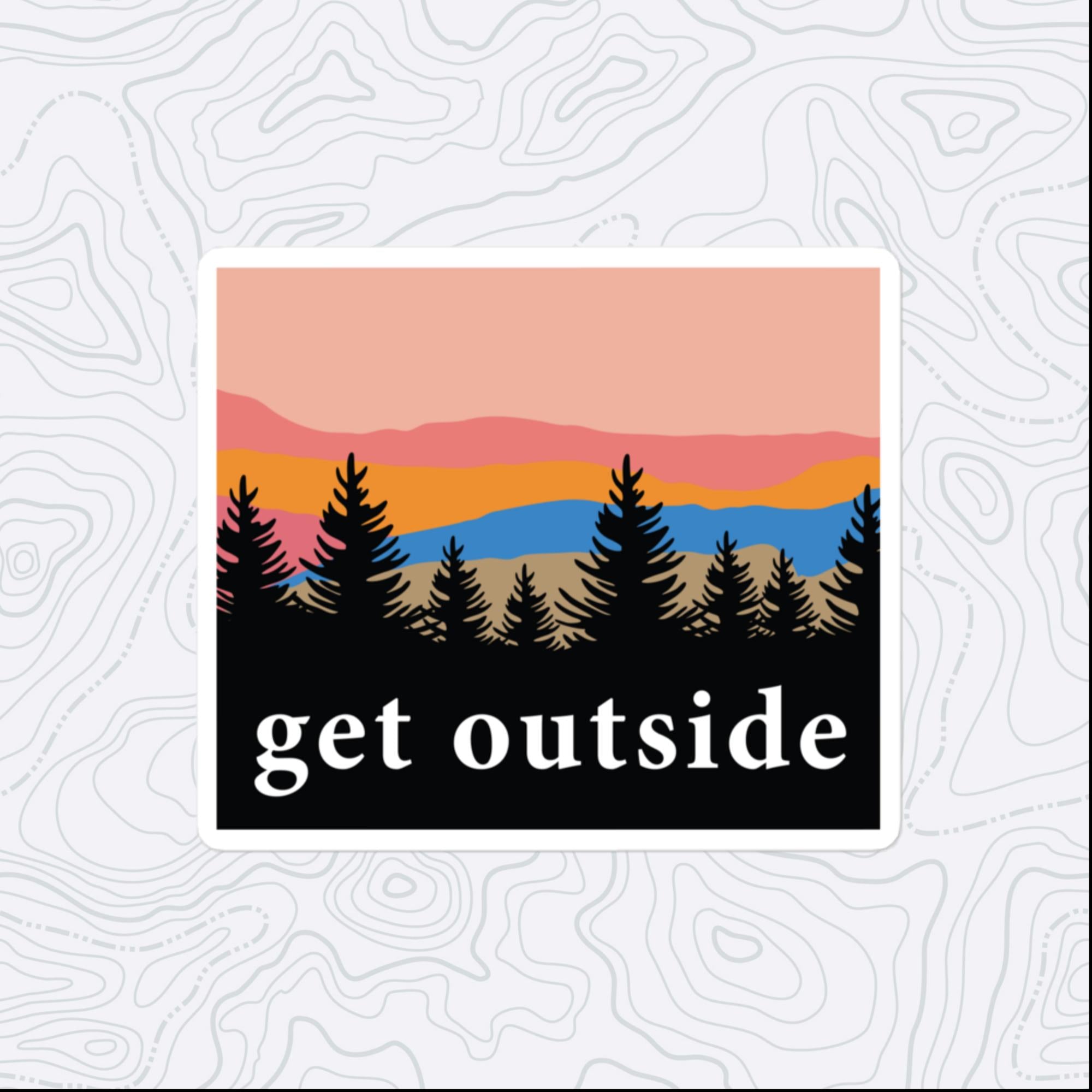 Get Outside Sunset Sticker, Large 4in Vinyl Sticker