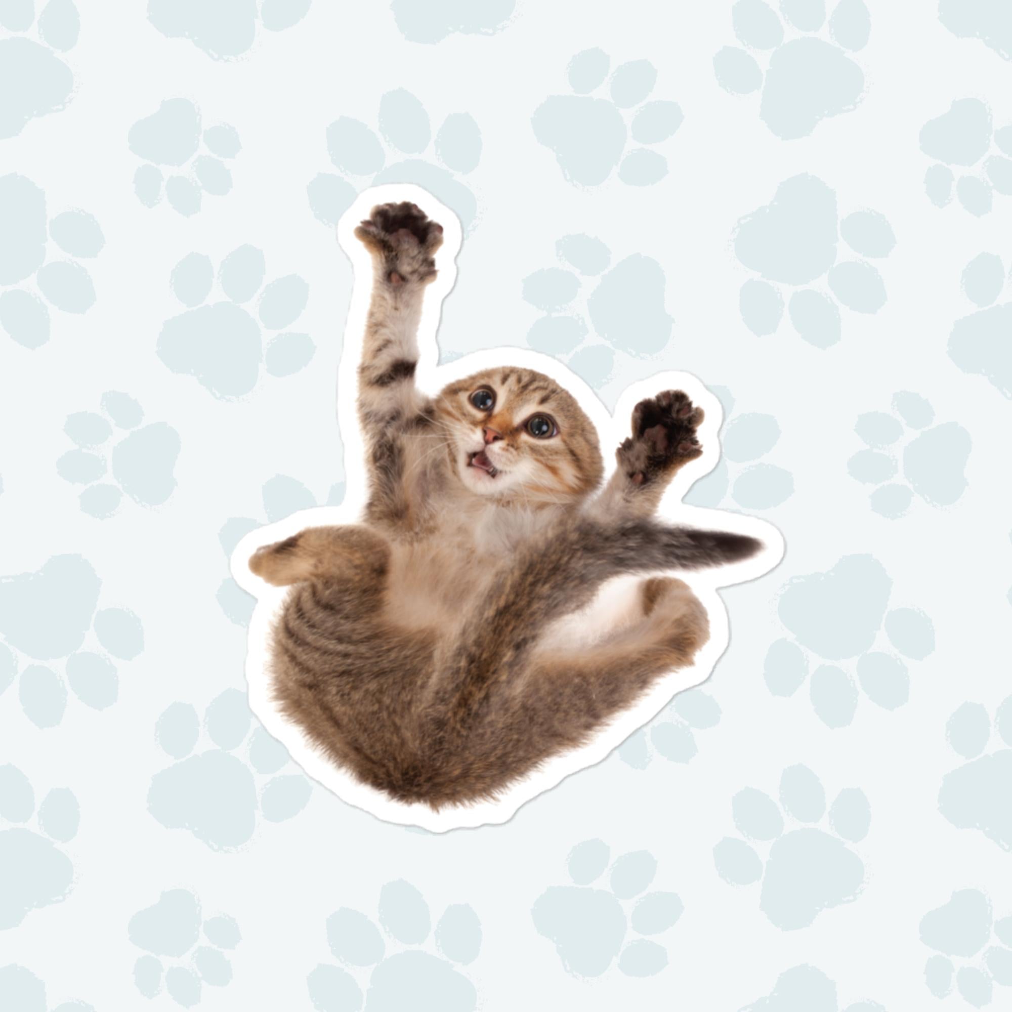 Falling Kitty Sticker, Large 4in Vinyl Sticker