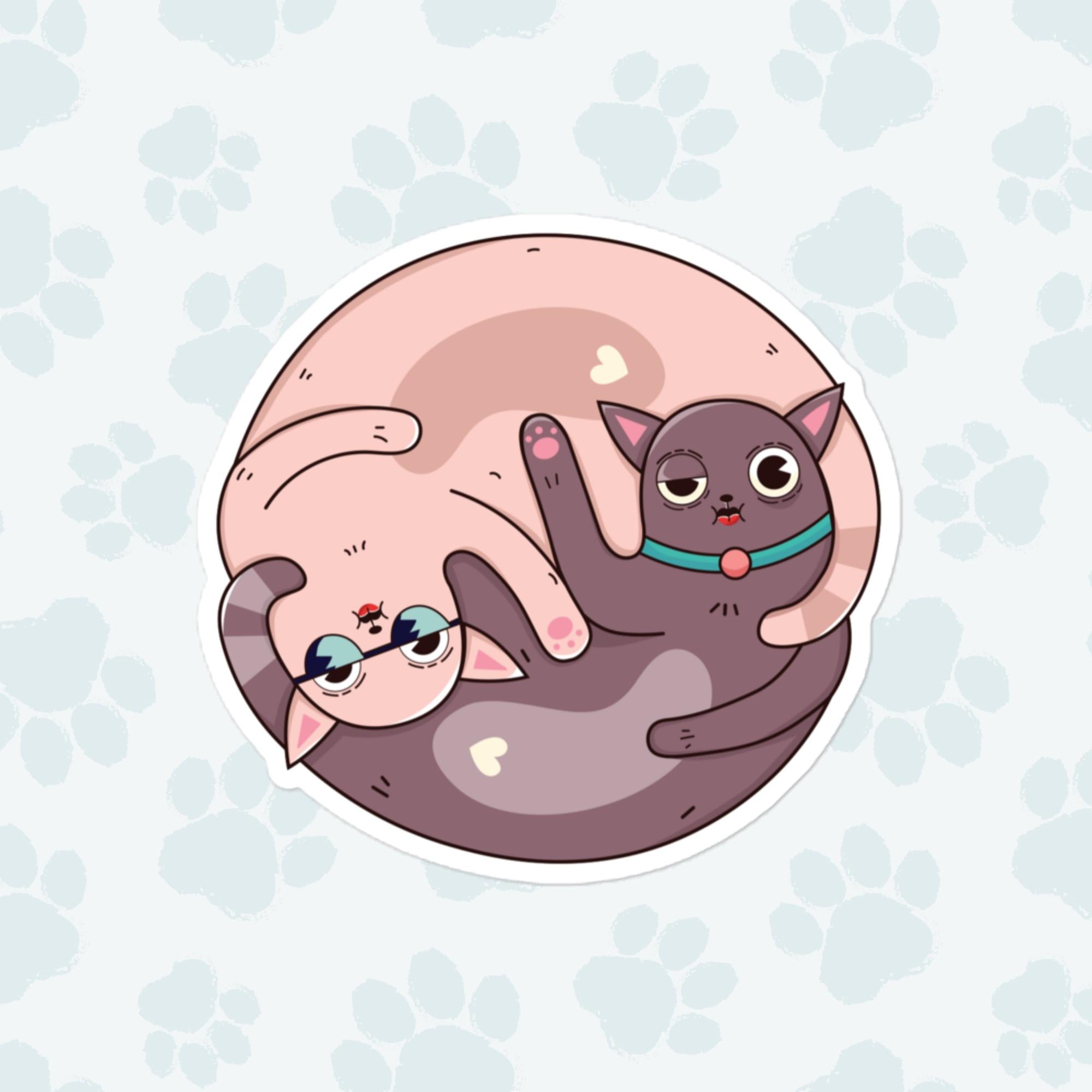 Cuddle Cats Sticker, Large 4in Vinyl Sticker