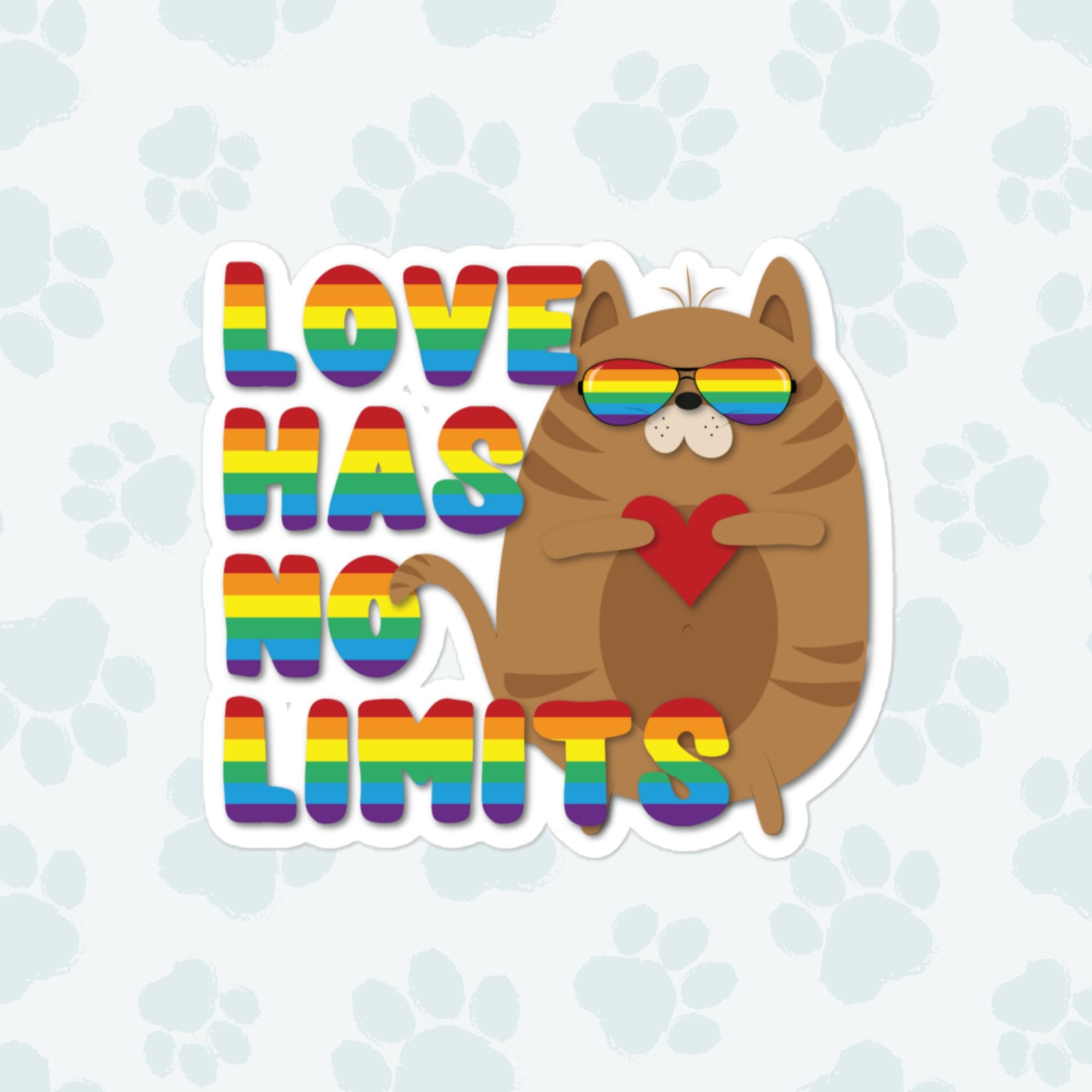 Love Has No Limits Cat Sticker, Large 4in Vinyl Sticker