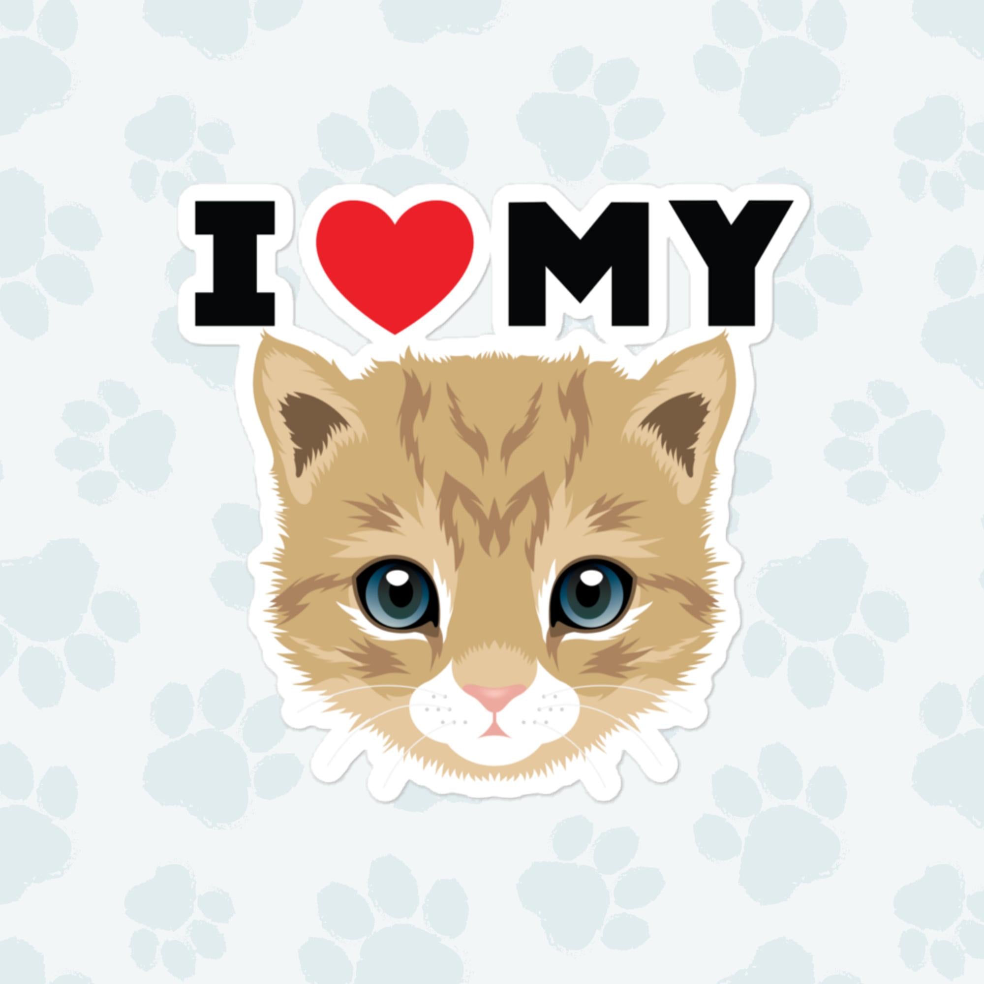 I Heart My Tan Tabby Sticker, Large 4in Vinyl Sticker