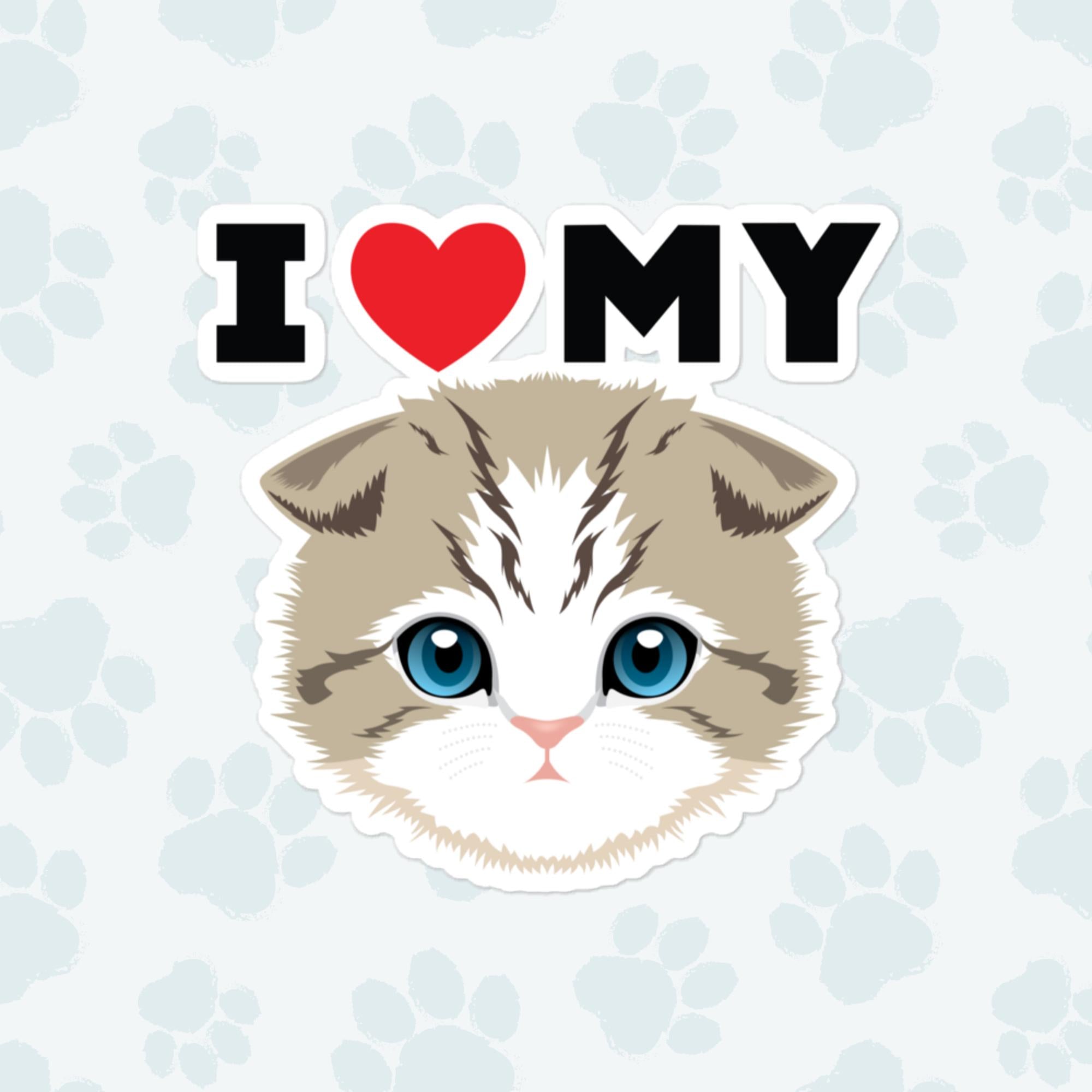 I Heart My Gray Calico Sticker, Large 4in Vinyl Sticker