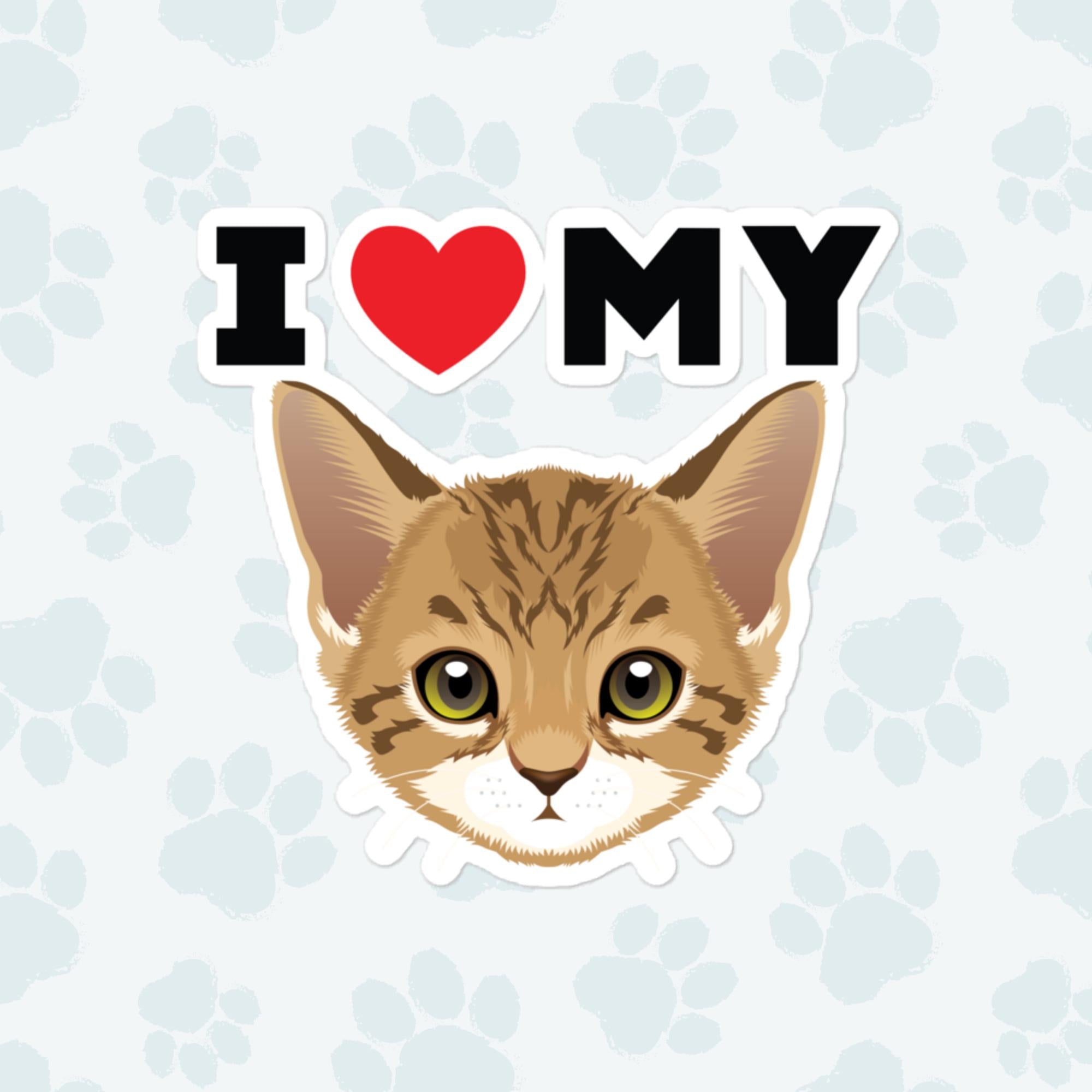 I Heart My Brown Tabby Sticker, Large 4in Vinyl Sticker