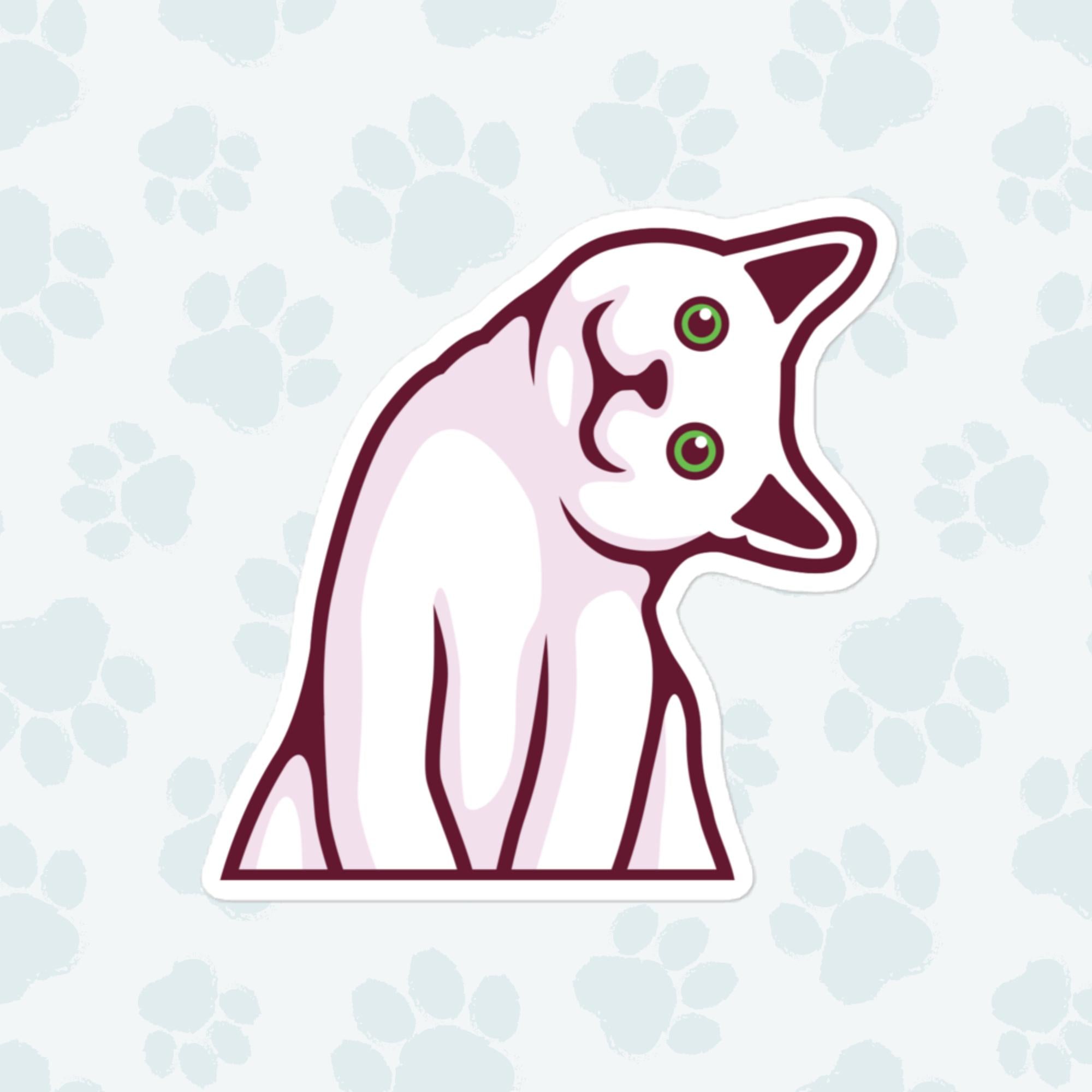 Cat Hello Sticker, Large 4in Vinyl Sticker