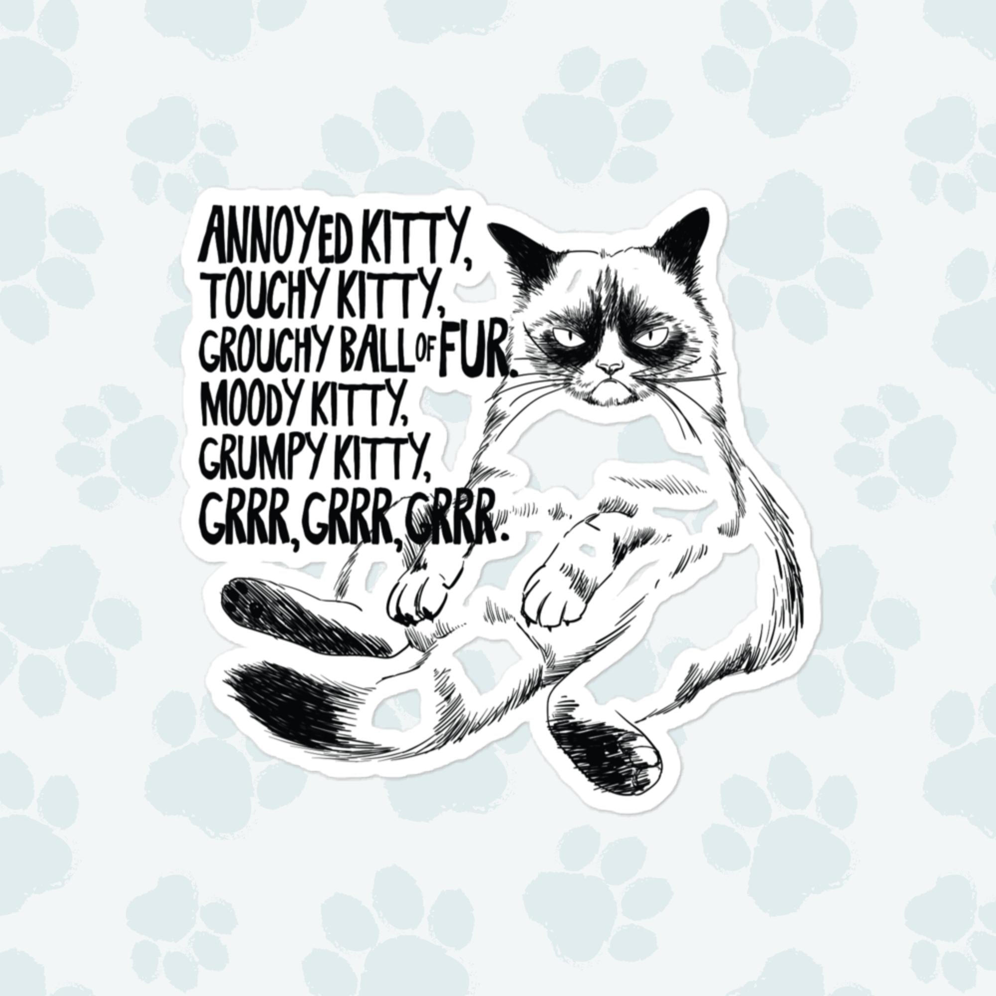 Annoyed Kitty Sticker, Large 4in Vinyl Sticker
