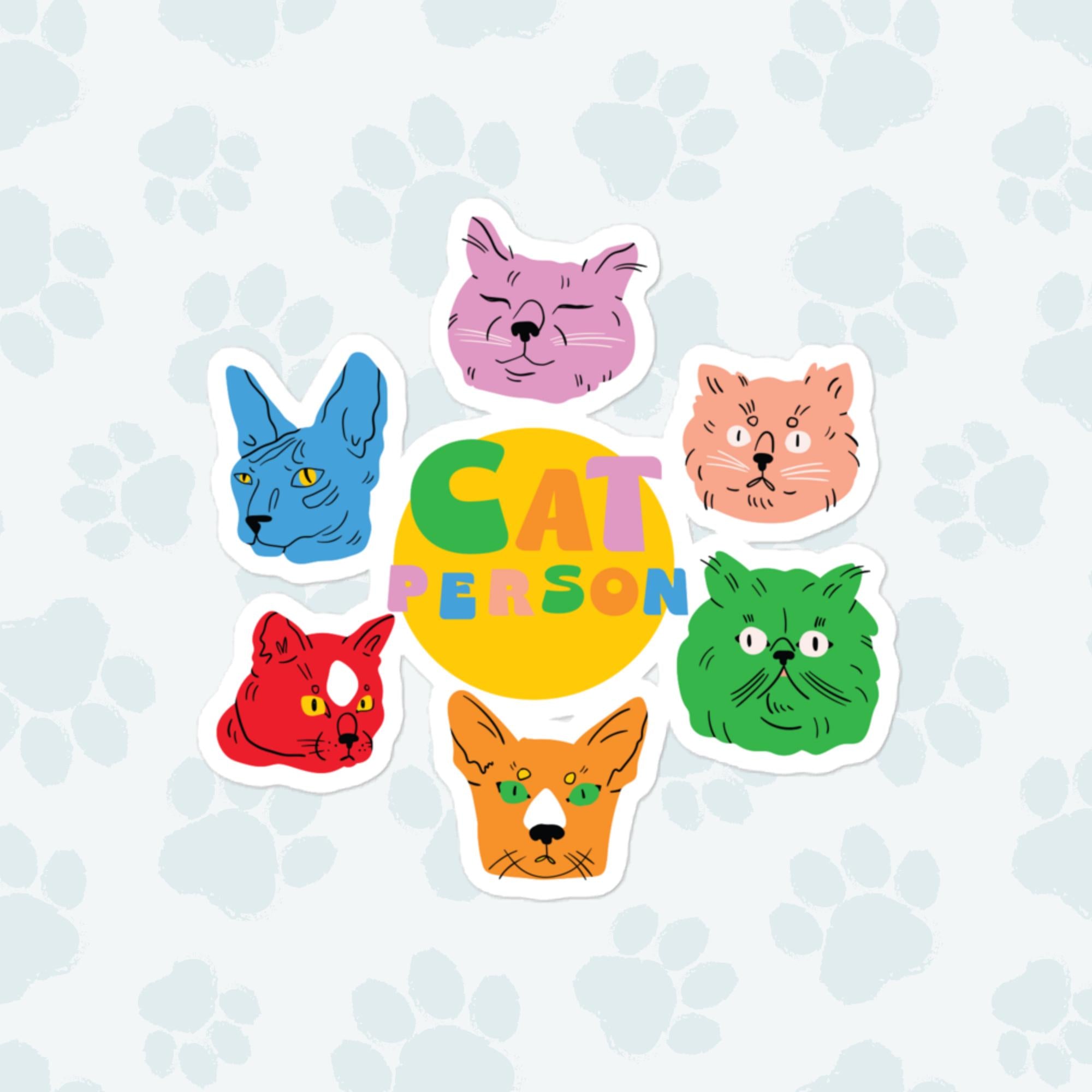 Cat Person Sticker, Large 4in Vinyl Sticker