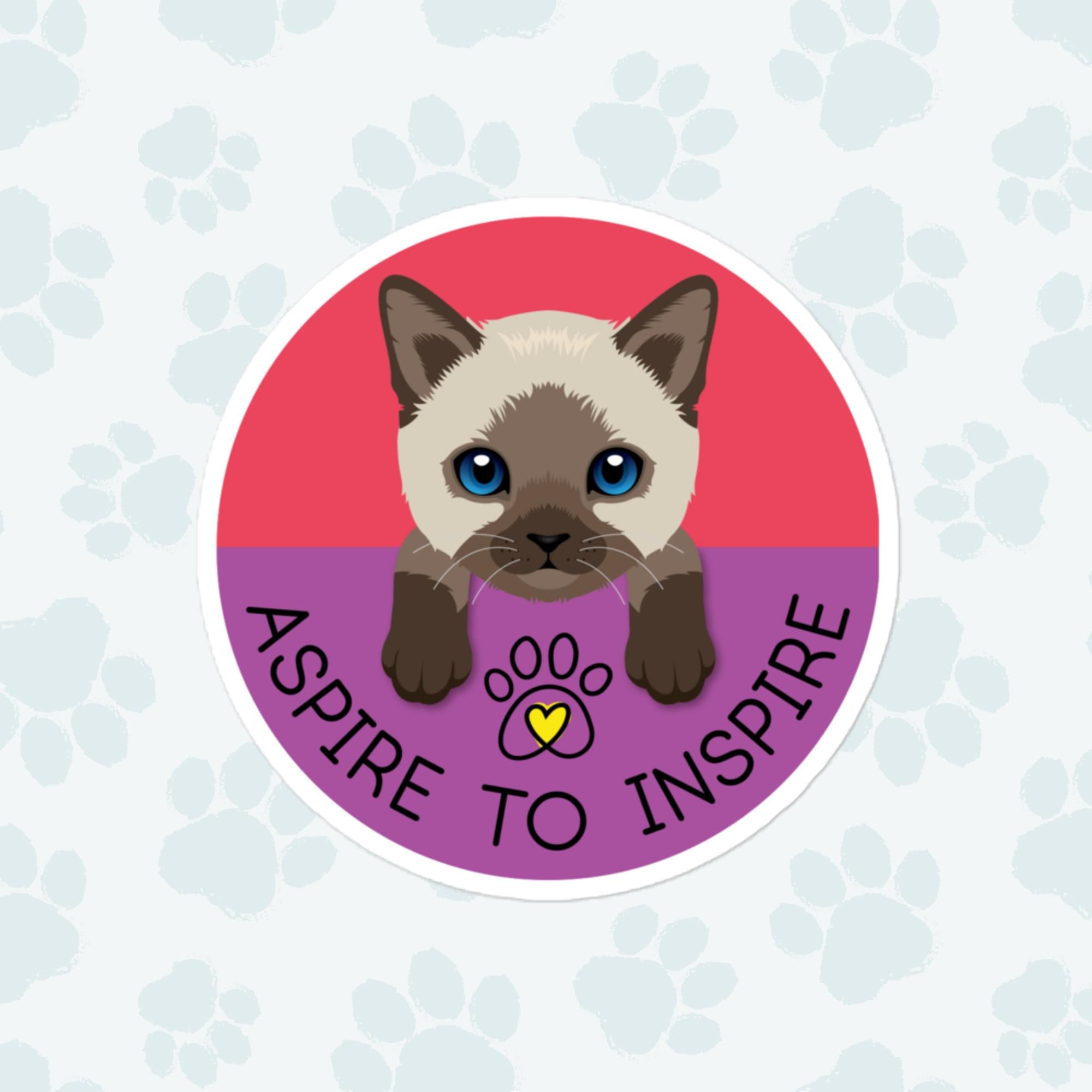 Aspire To Inspire Cat Sticker, Large 4in Vinyl Sticker