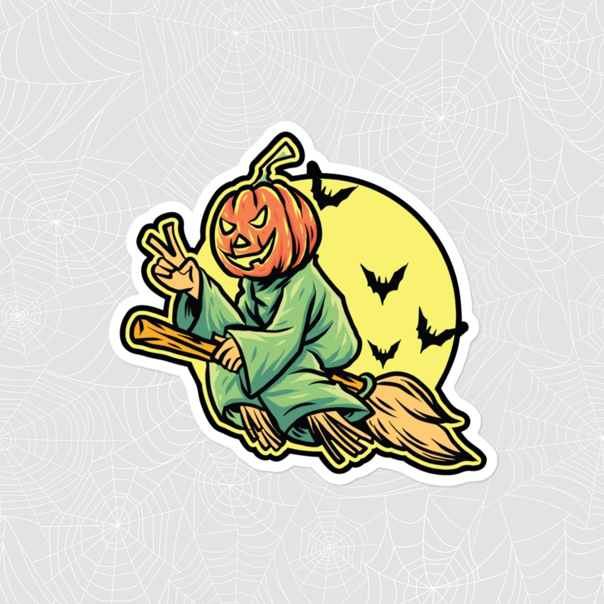 Flying Jackolantern Sticker, Large 4in Vinyl Sticker