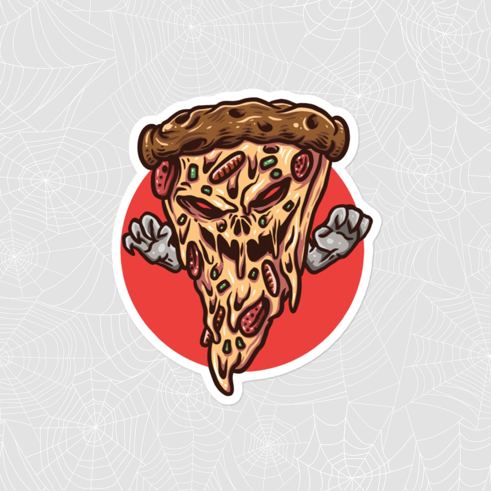 Spooky Pizza Sticker, Large 4in Vinyl Sticker