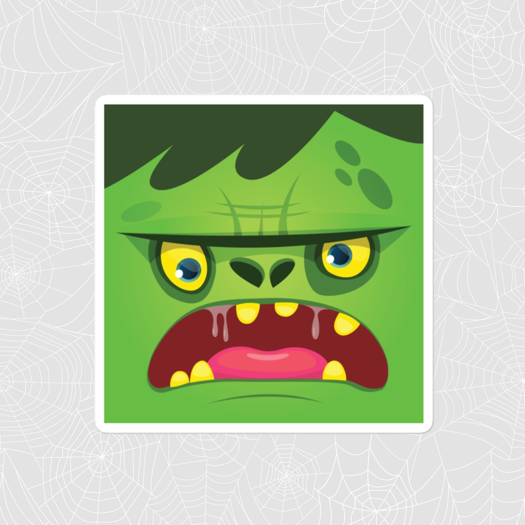 Zombie Face Sticker, Large 4in Vinyl Sticker