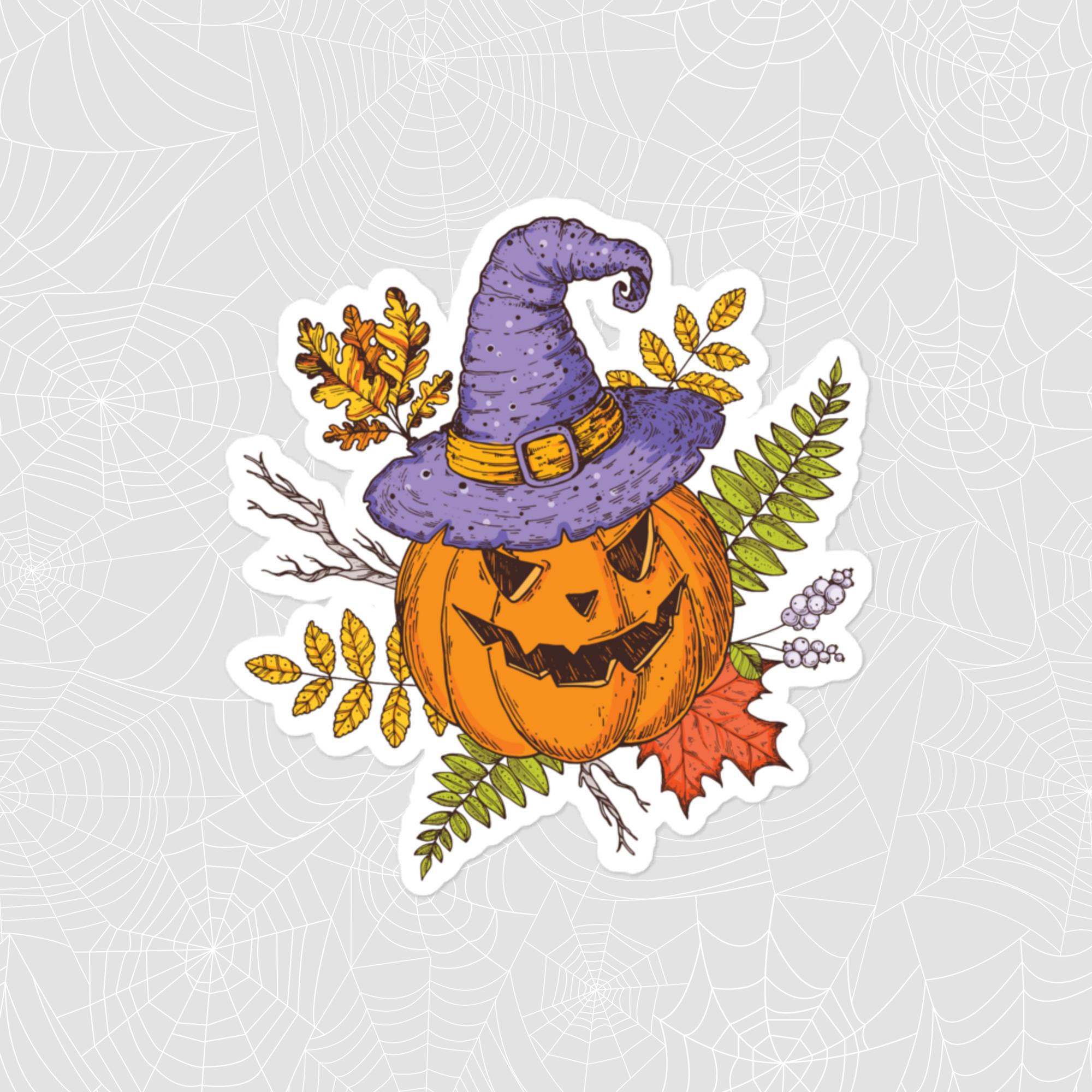 Halloween Pumpkin Sticker, Large 4in Vinyl Sticker