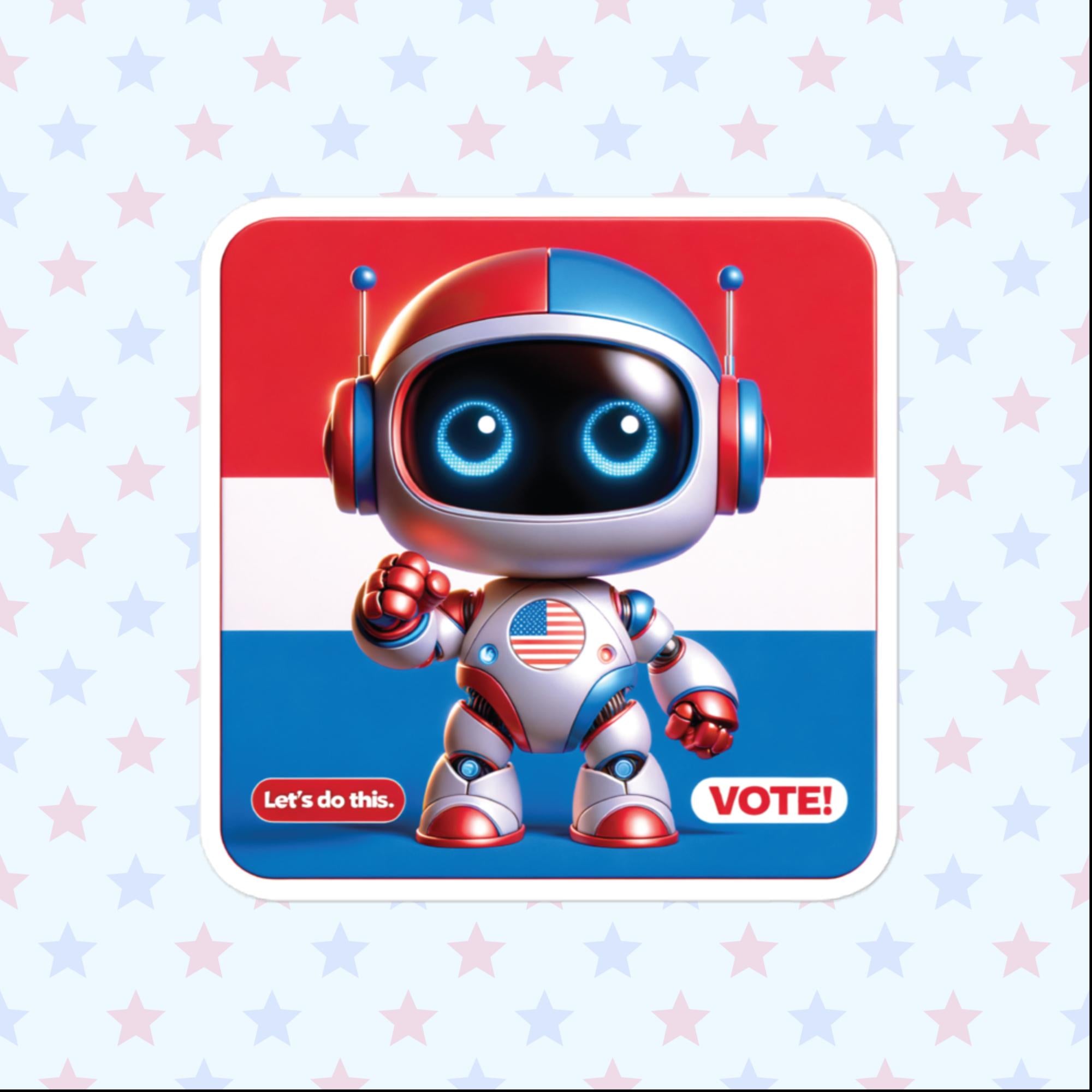 Let's Do This Robot Sticker, Large 4in Vinyl Sticker