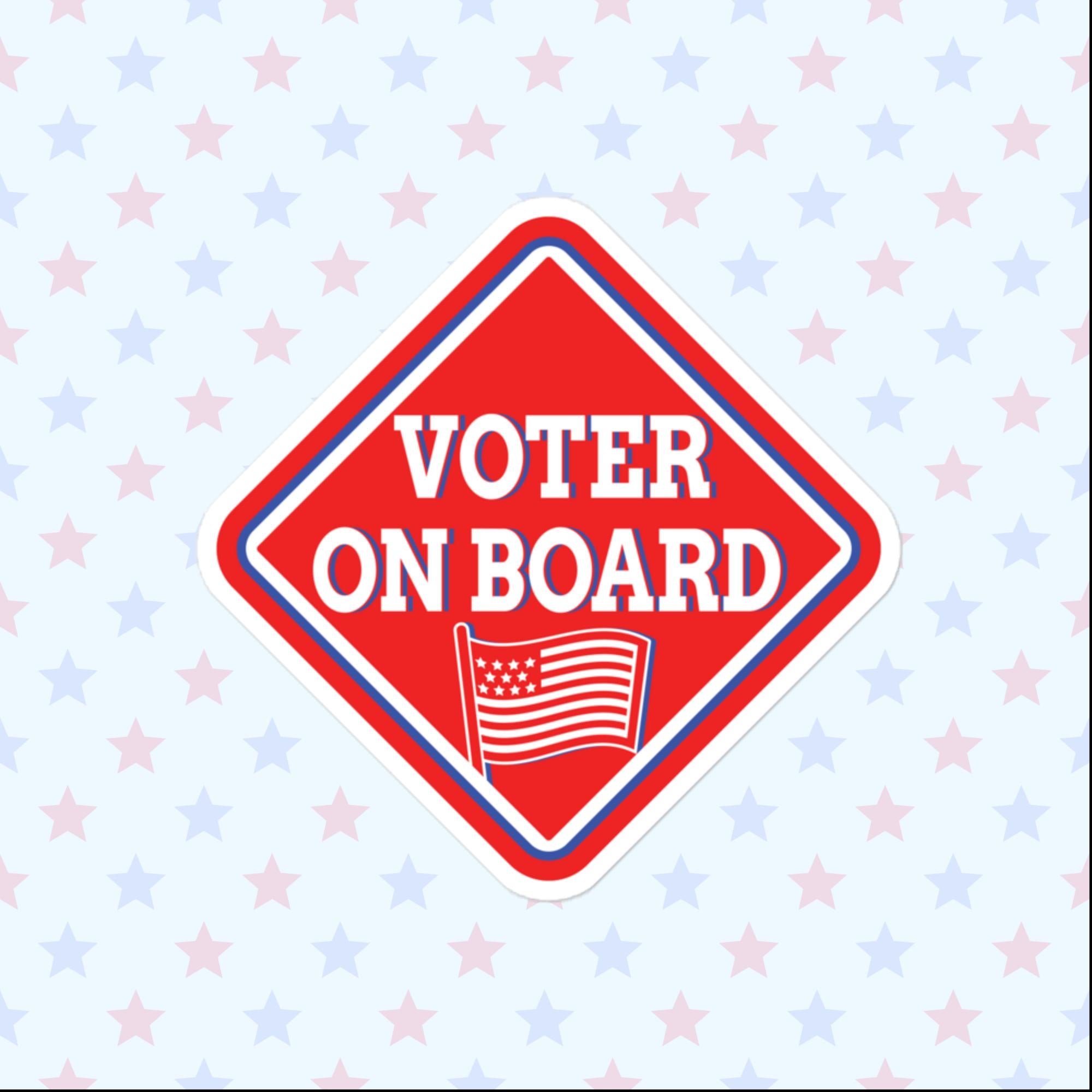 Red Voter On Board Sticker, Large 4in Vinyl Sticker