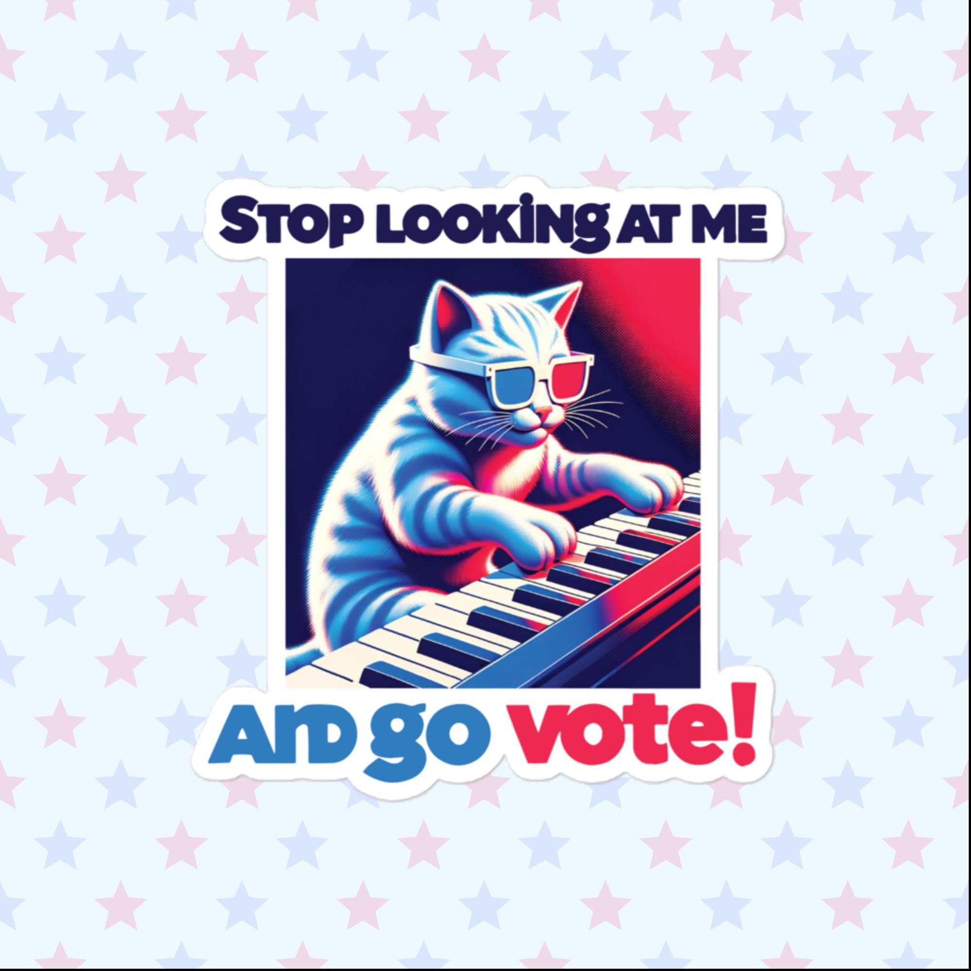 Go Vote Cat Sticker, Large 4in Vinyl Sticker