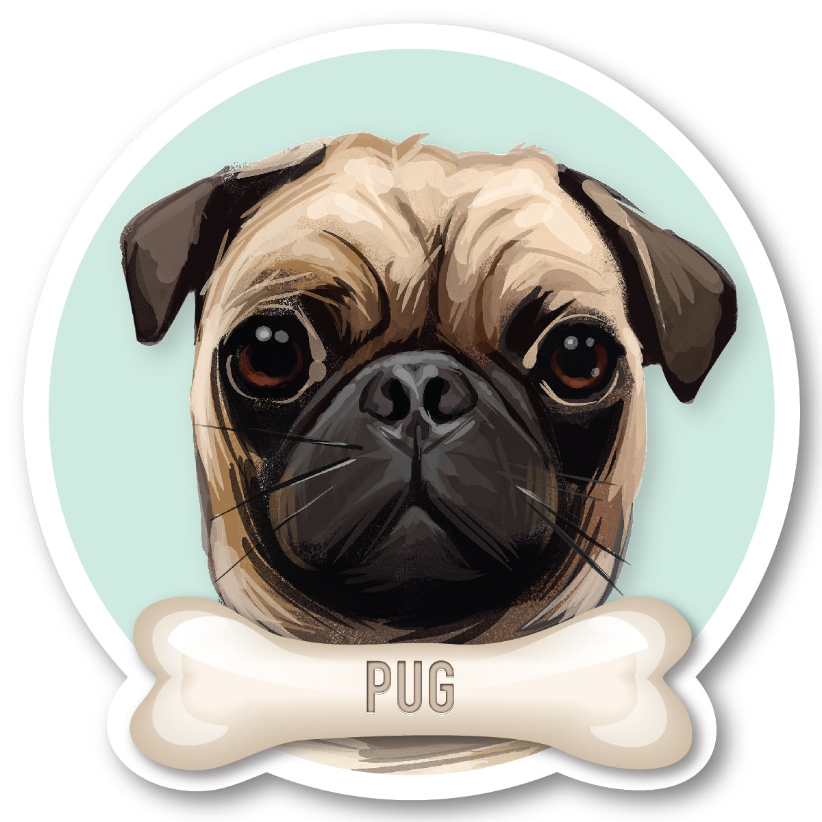 Pug 2 Vinyl Sticker