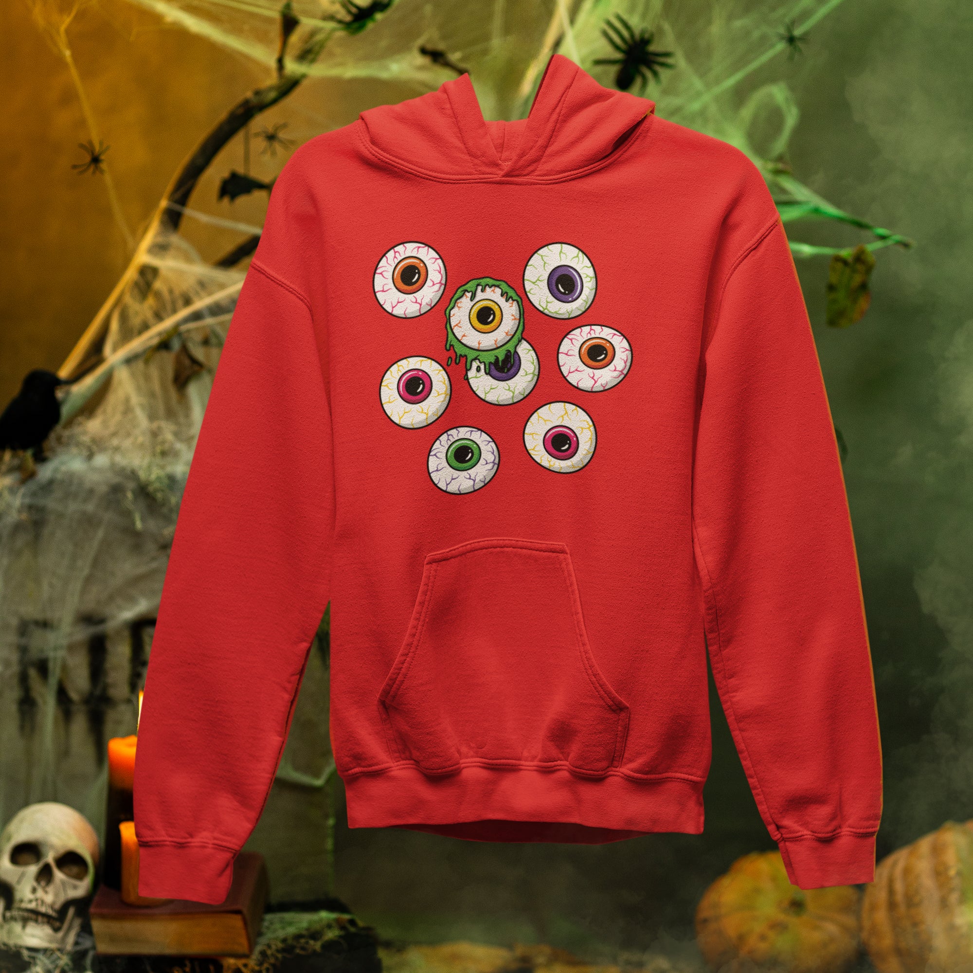 a red hoodie with donuts on it