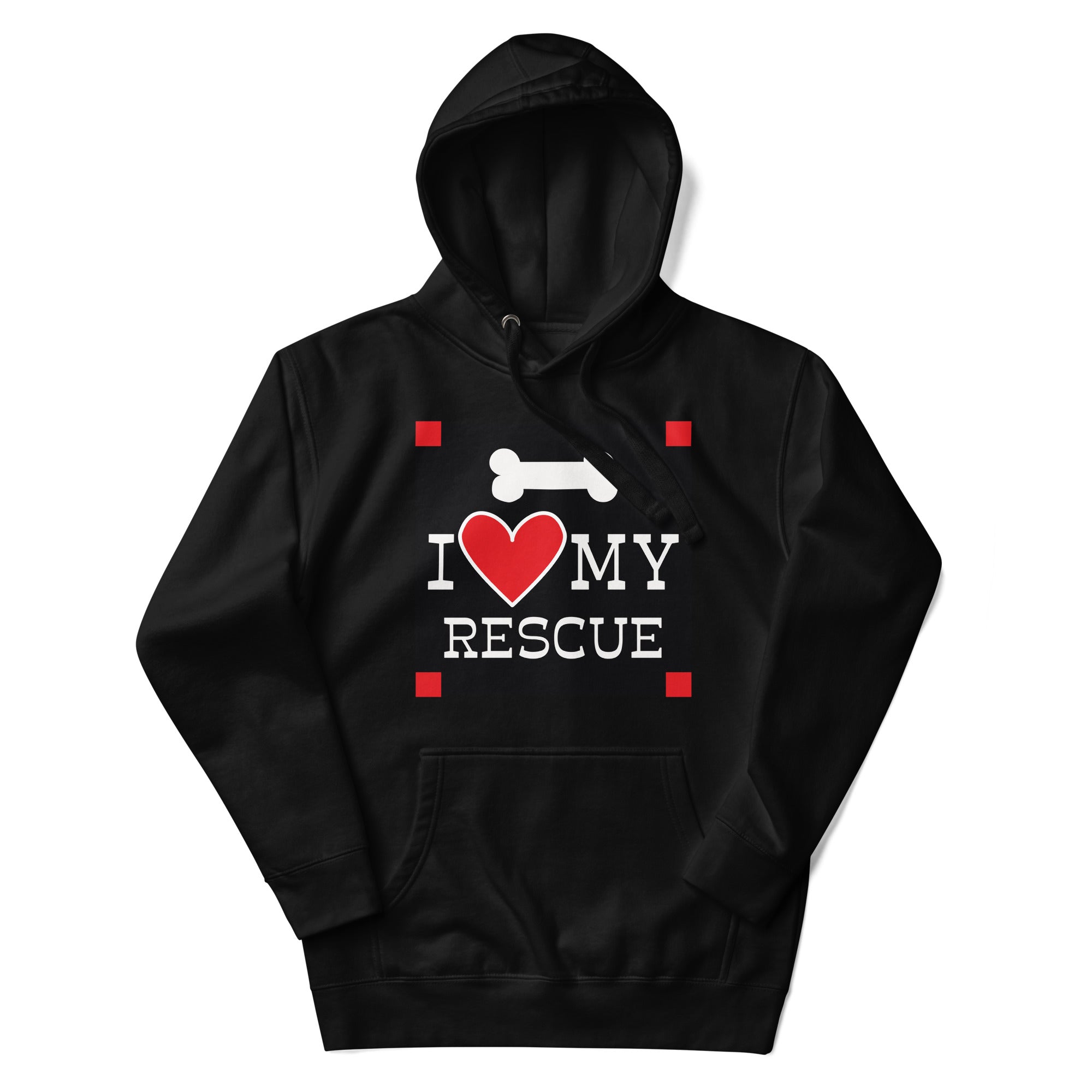 a black hoodie that says i love my rescue