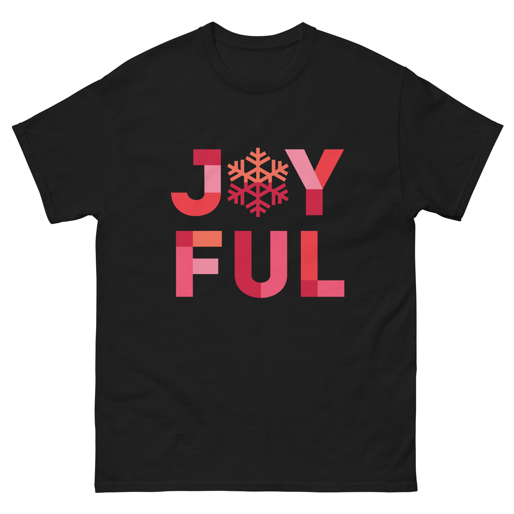 a black t - shirt with the words joy full printed on it