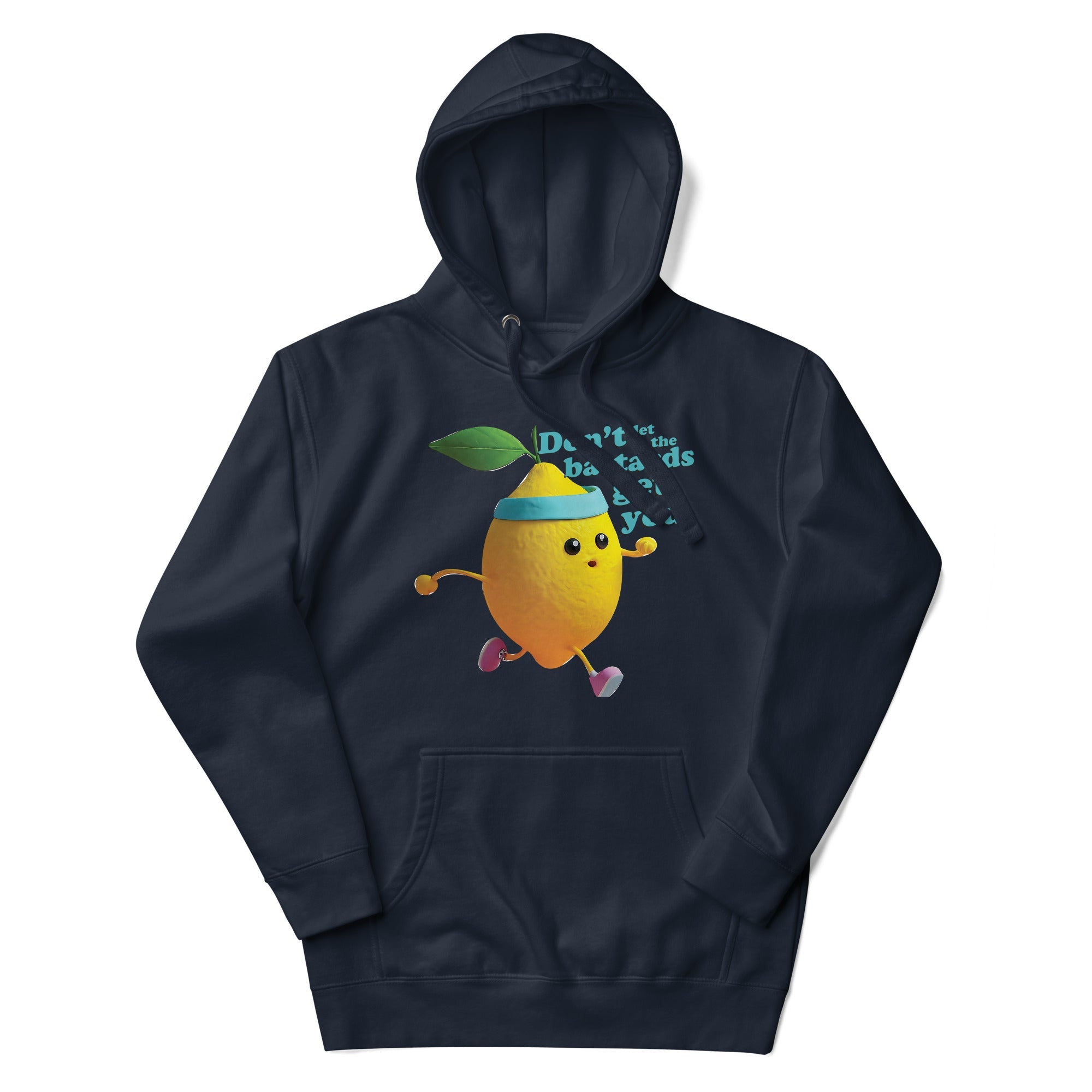 a blue hoodie with a cartoon character on it