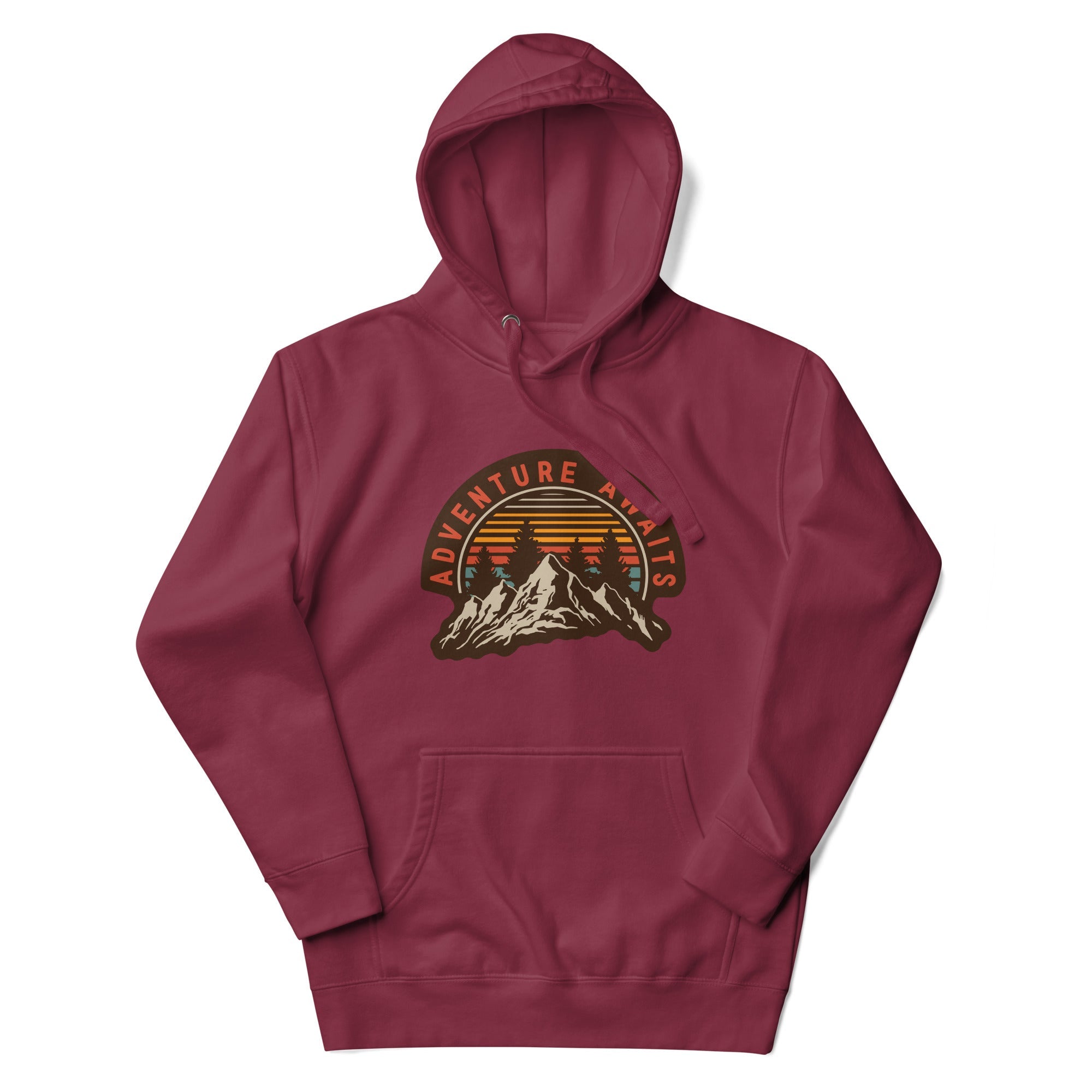 a maroon hoodie with the words adventure on it