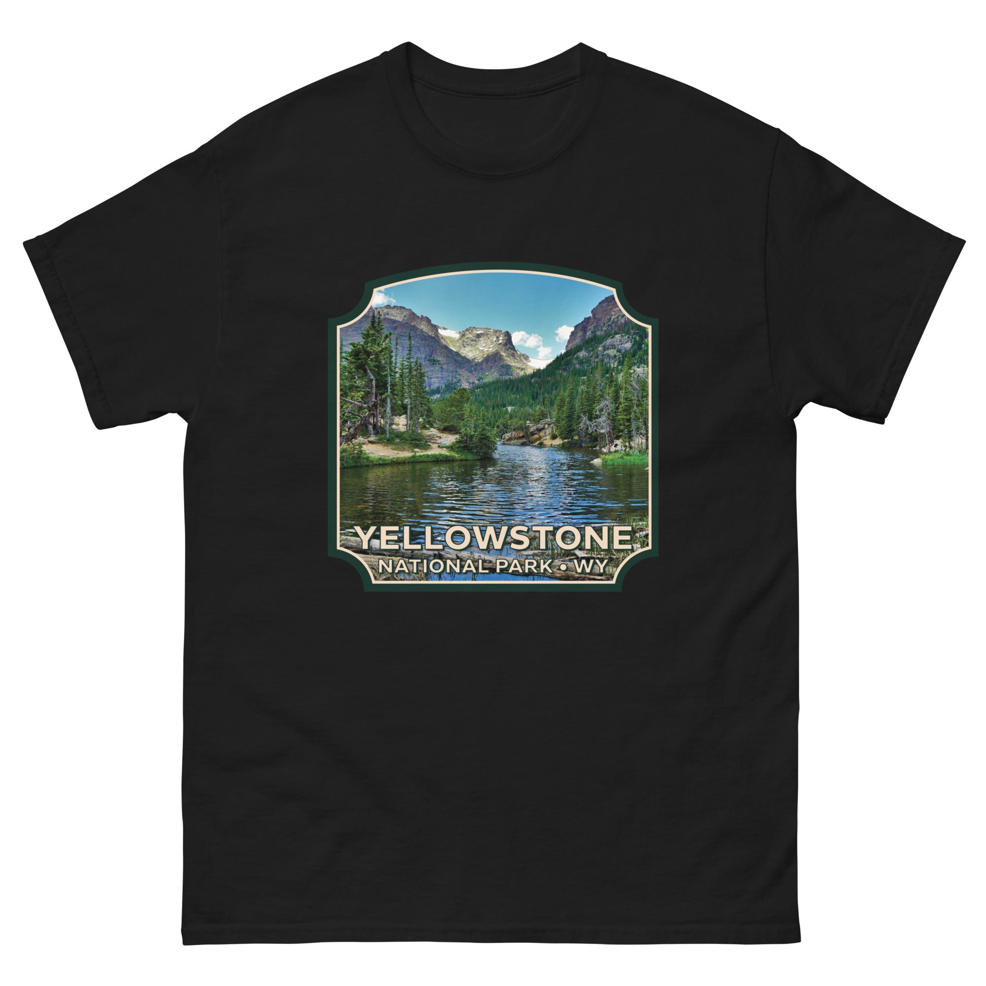 a black t - shirt with the words yellowstone on it