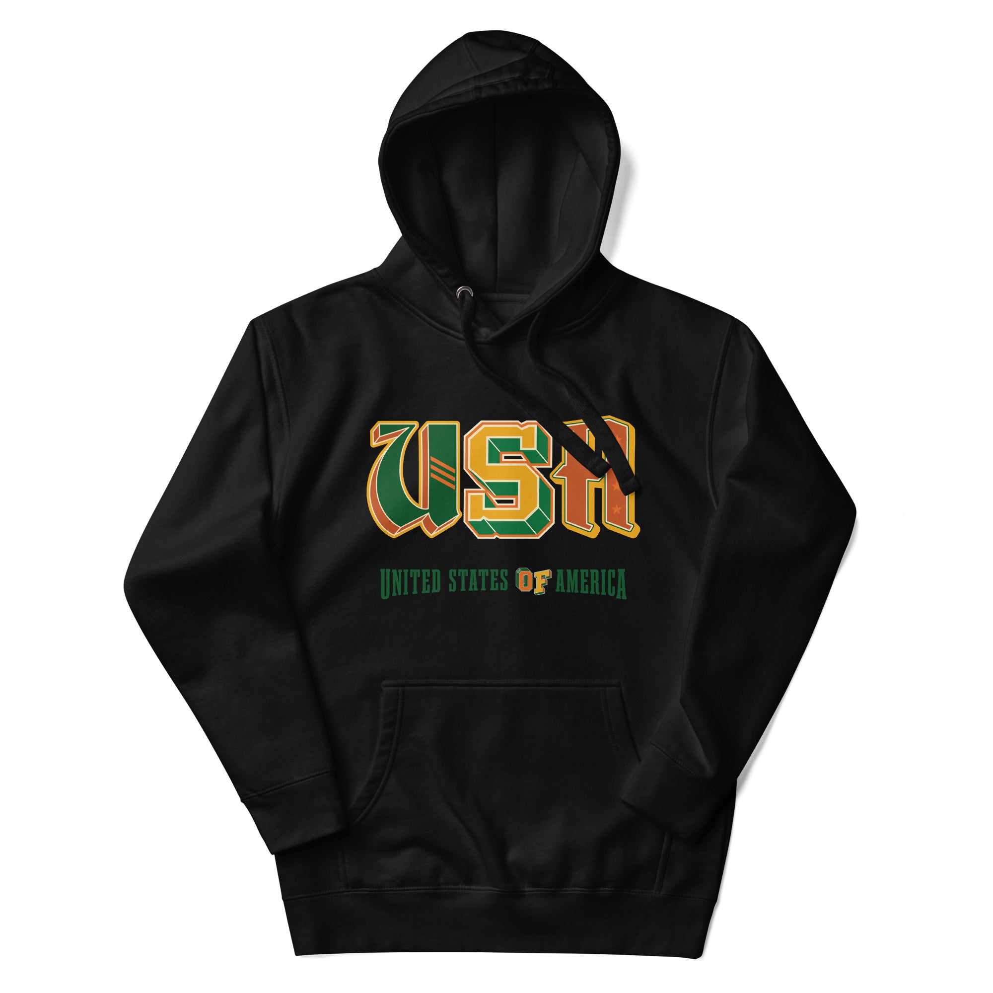 a black hoodie with the words united states of michigan on it