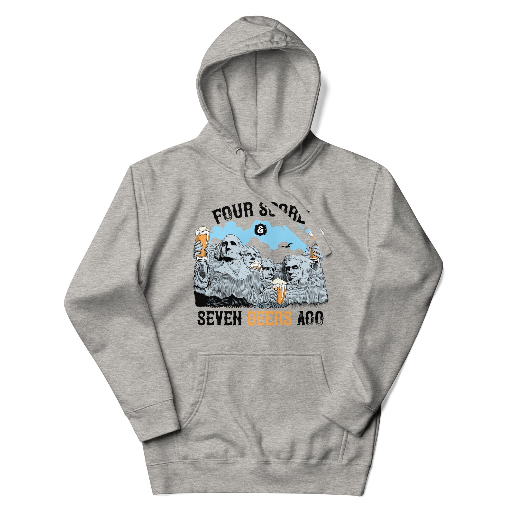 a grey hoodie with a picture of four and a half men on it