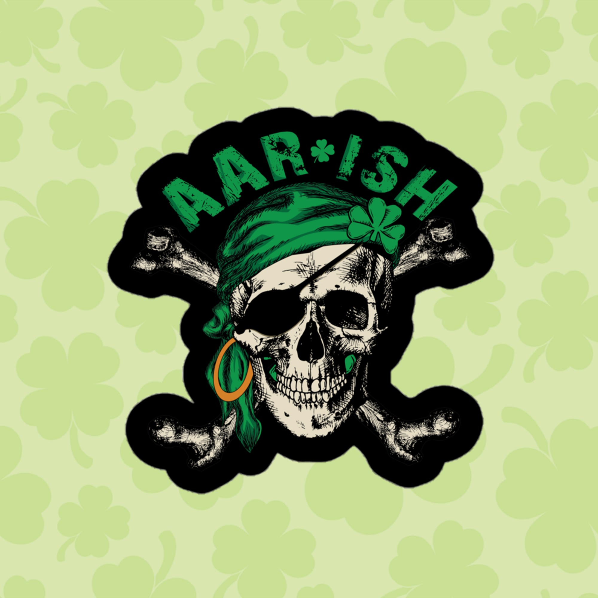 a skull with a green bandanna on it