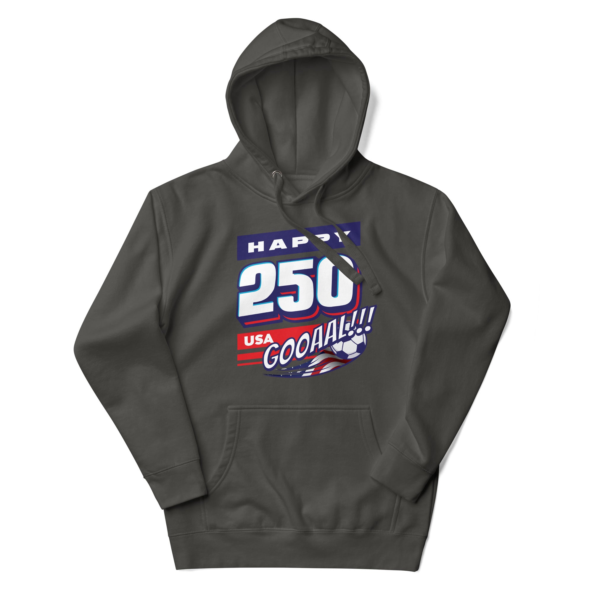 a gray hoodie with the words happy 250th anniversary on it