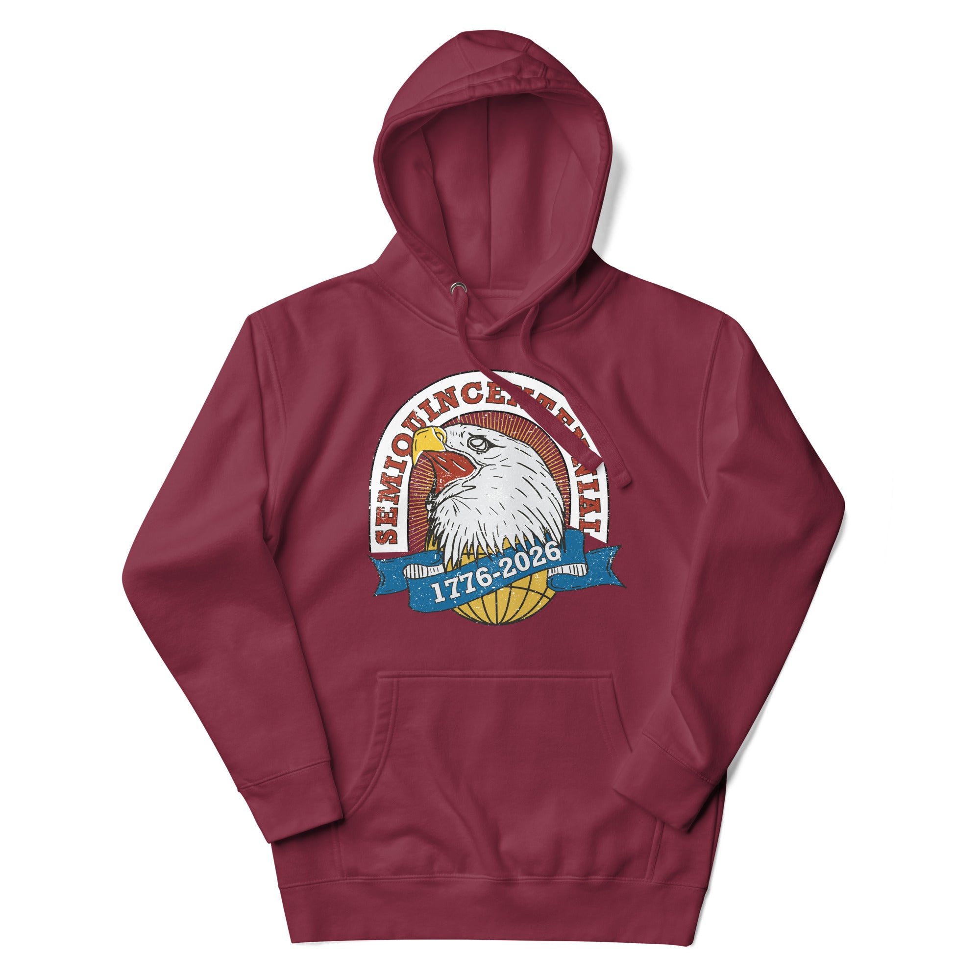 a red hoodie with a picture of an eagle on it