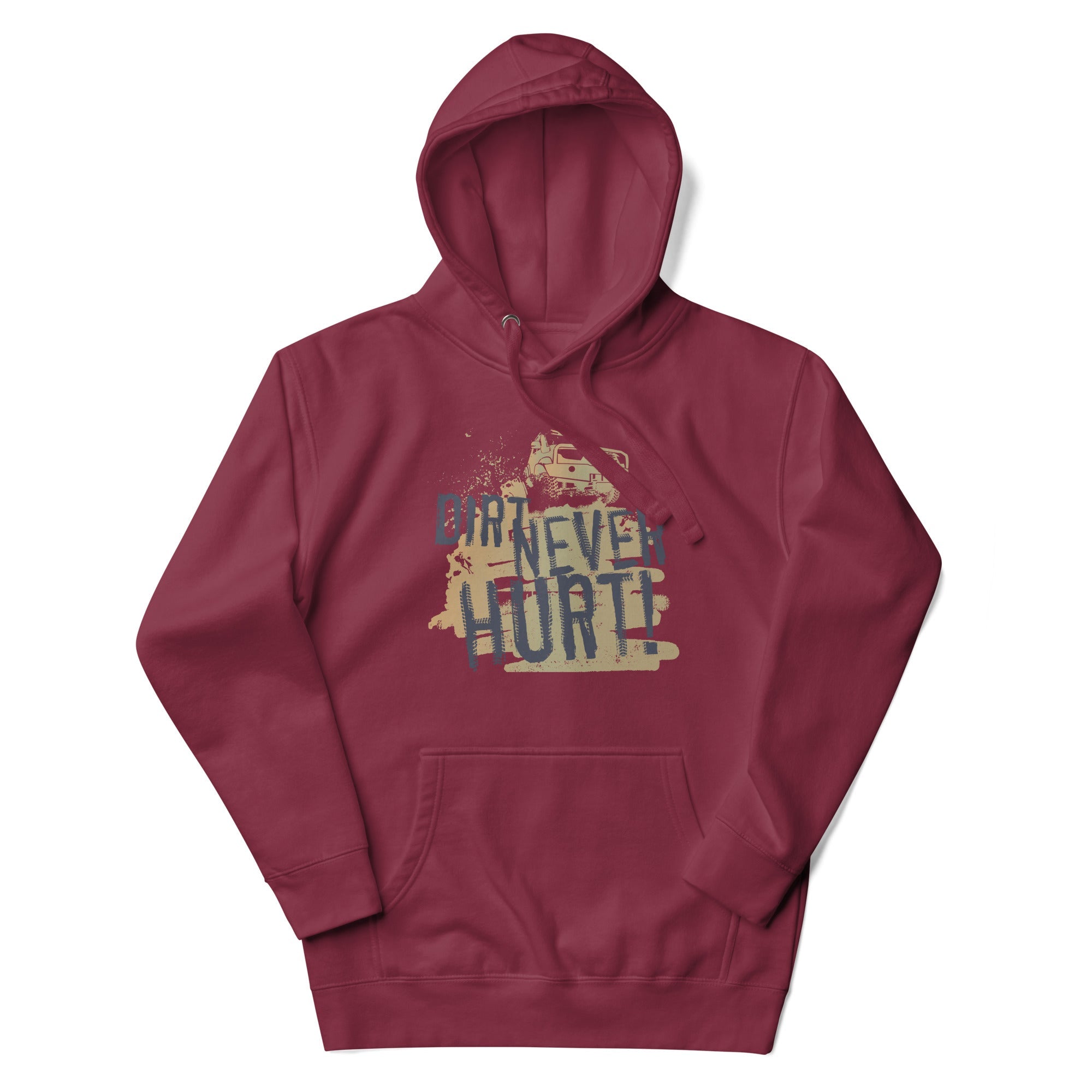 a red hoodie with the words we are here printed on it