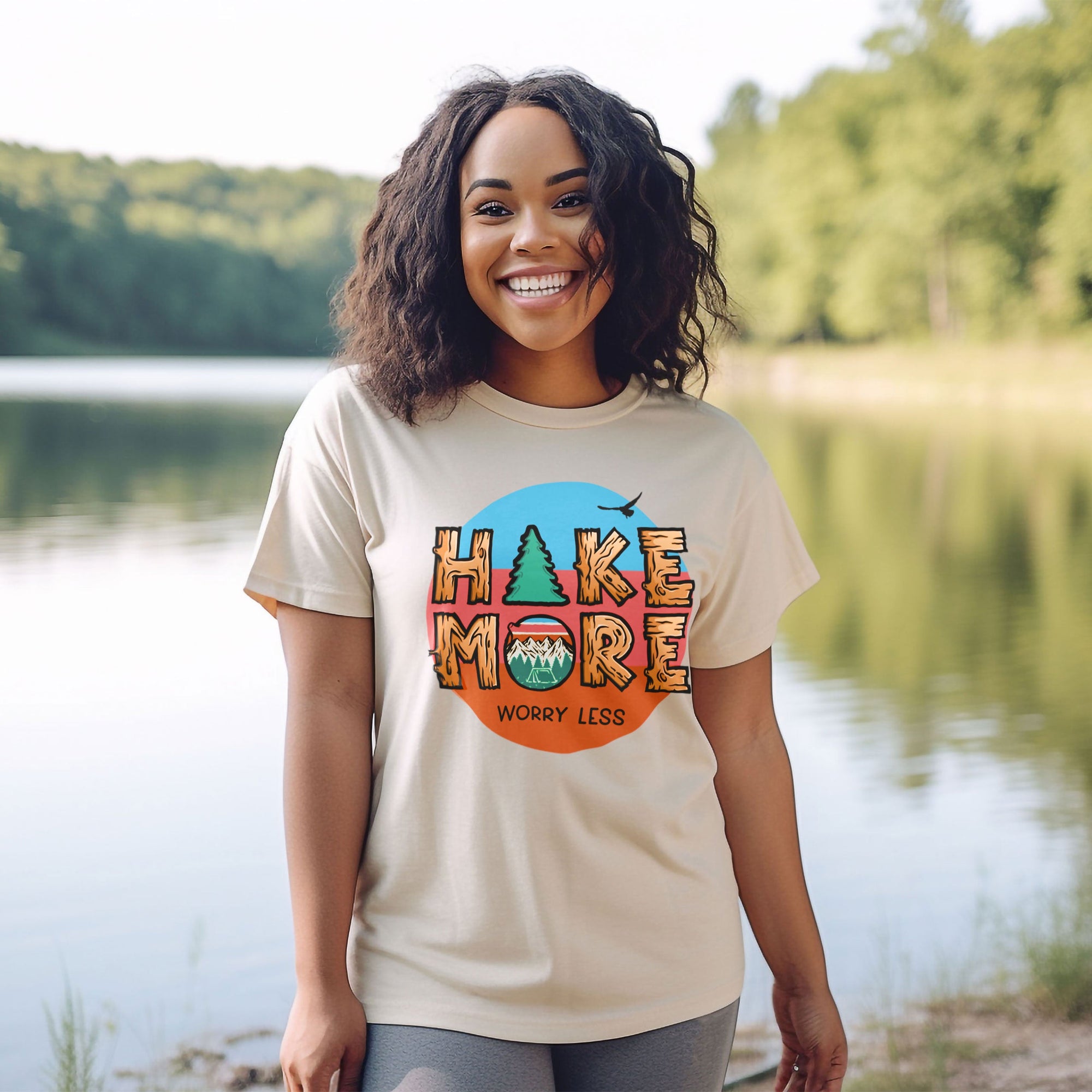 a woman standing next to a body of water