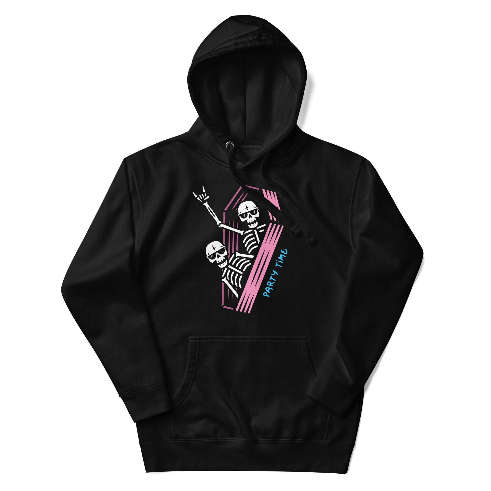 a black hoodie with a skeleton on it