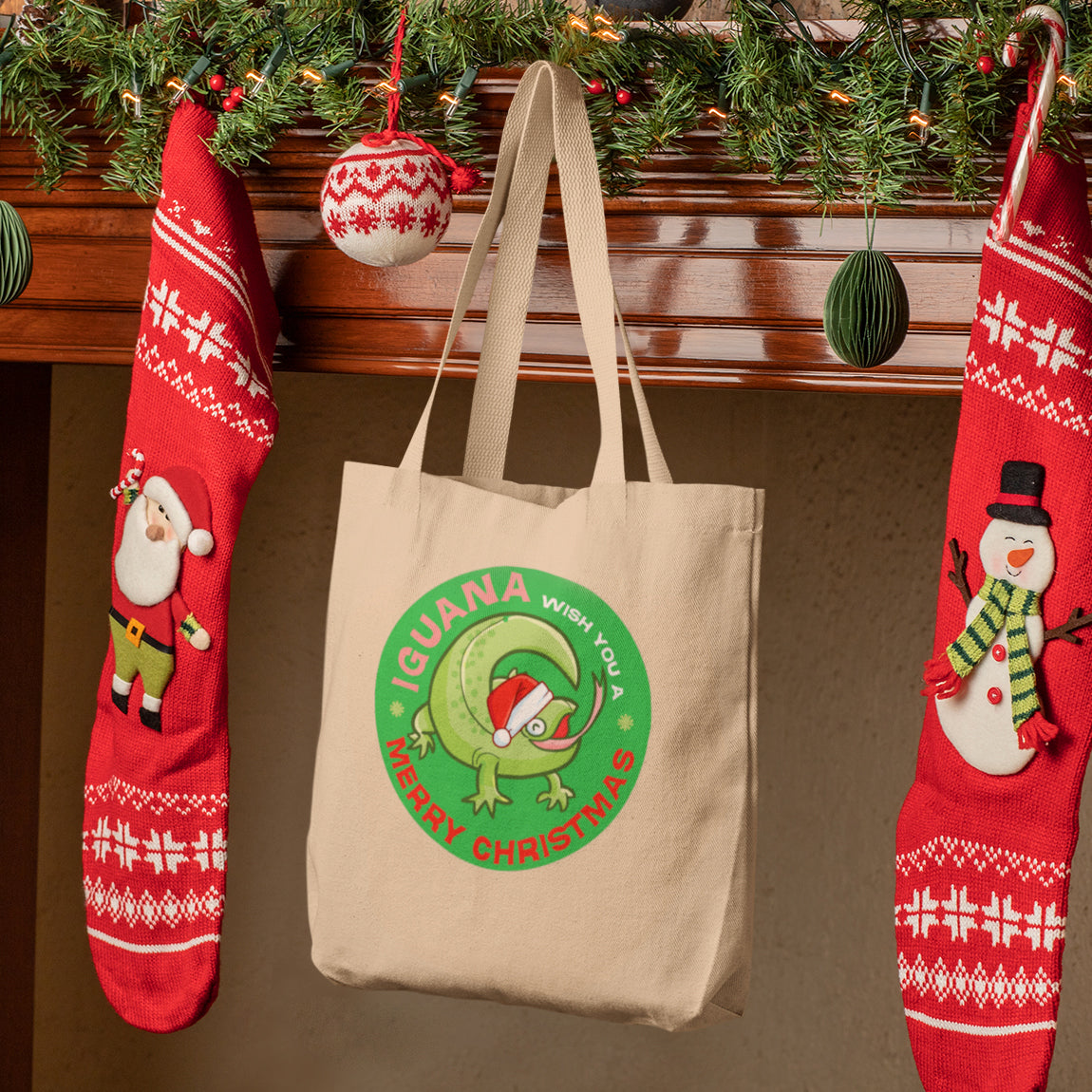 three christmas stockings hanging from a mantle