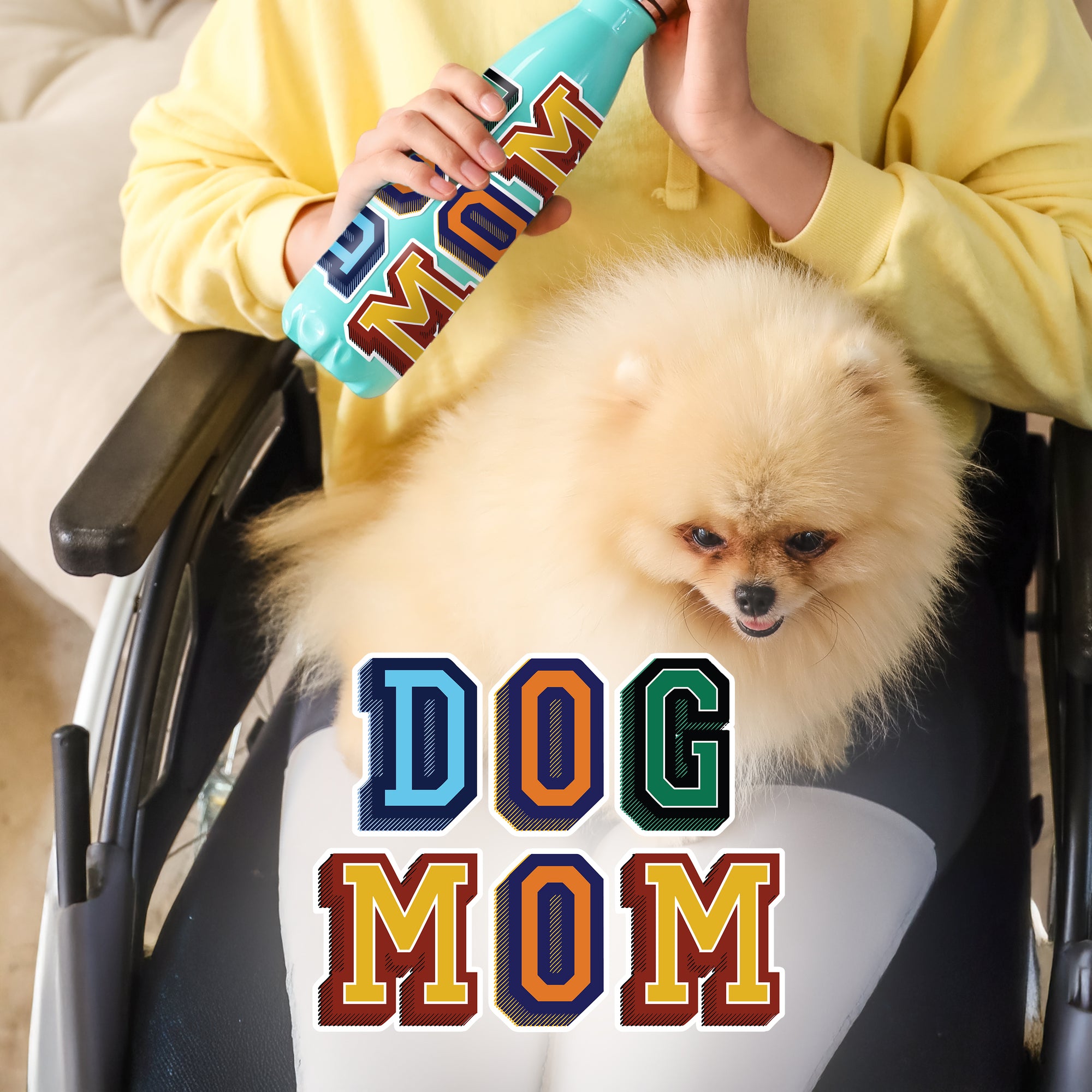 a person sitting in a chair with a dog