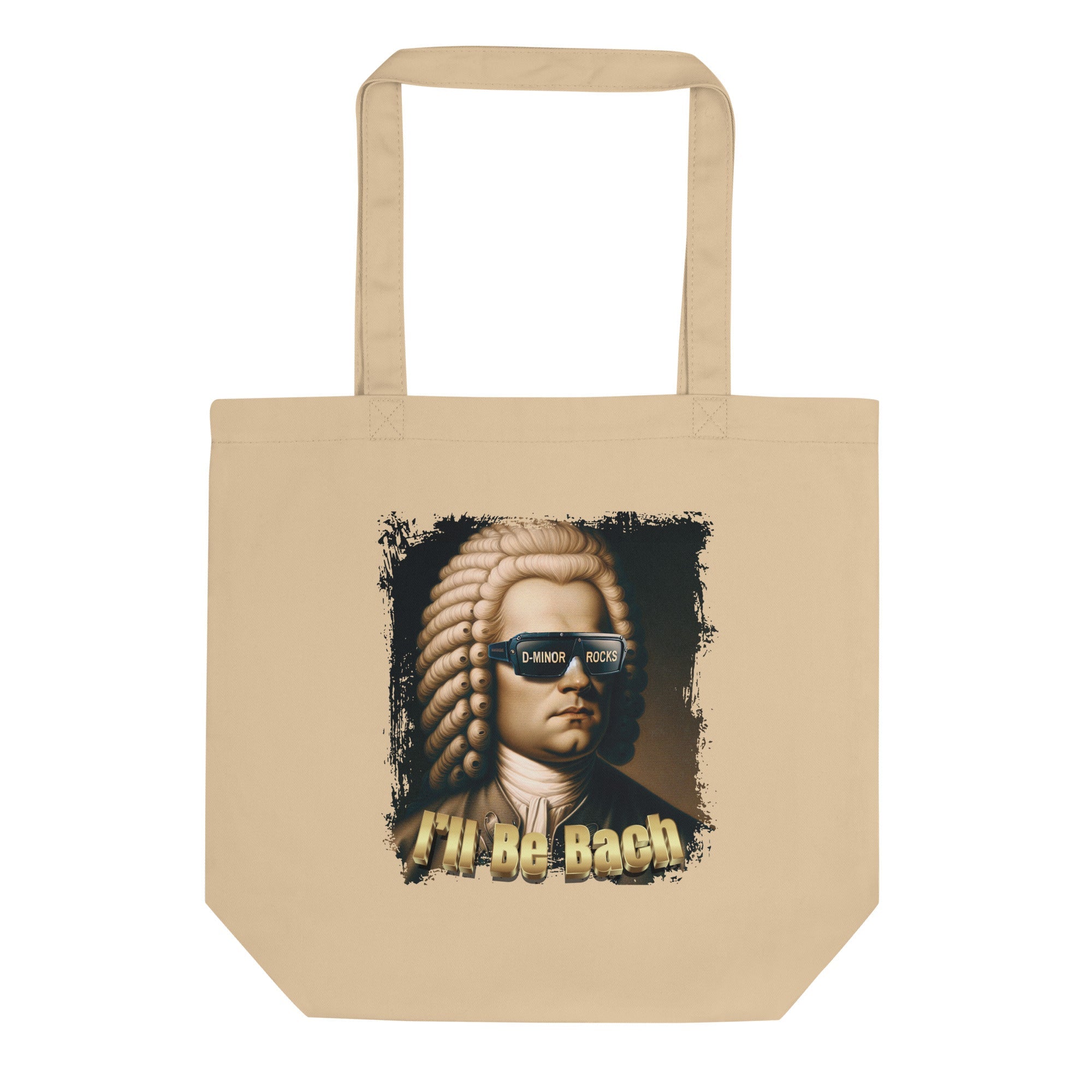 a tote bag with a picture of a man wearing sunglasses