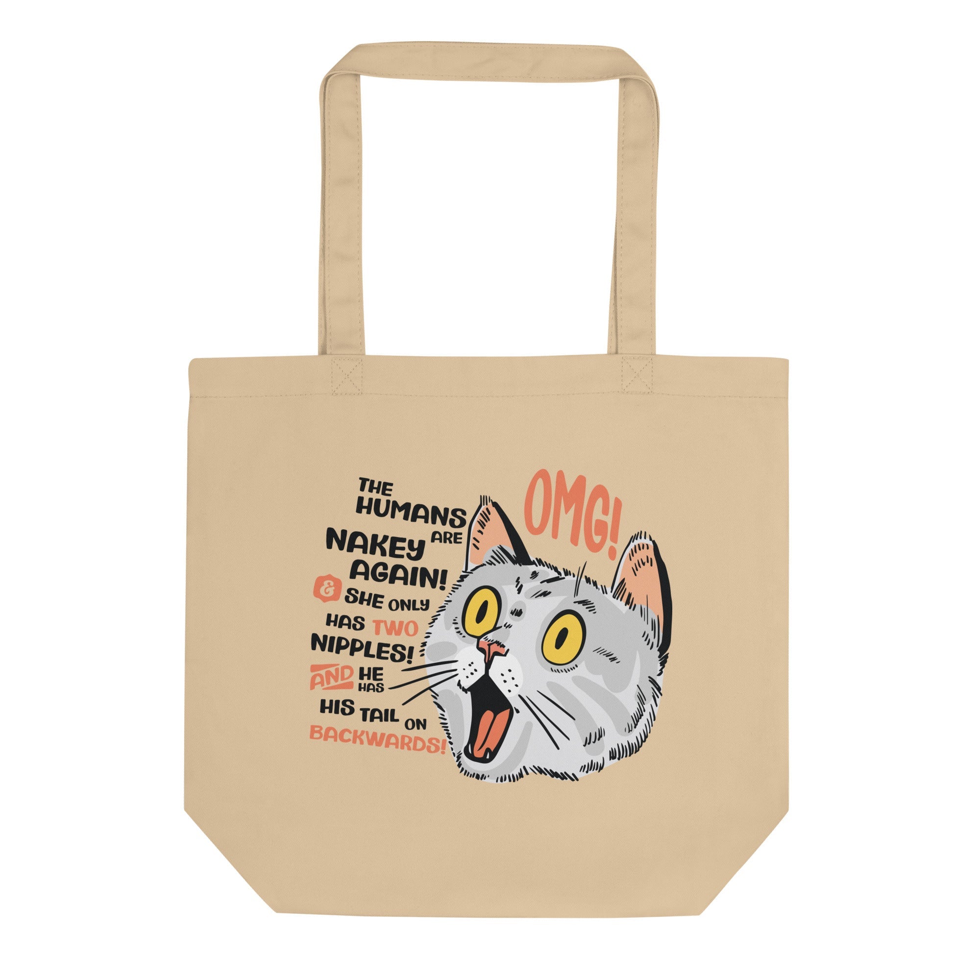 a tote bag with an image of a cat