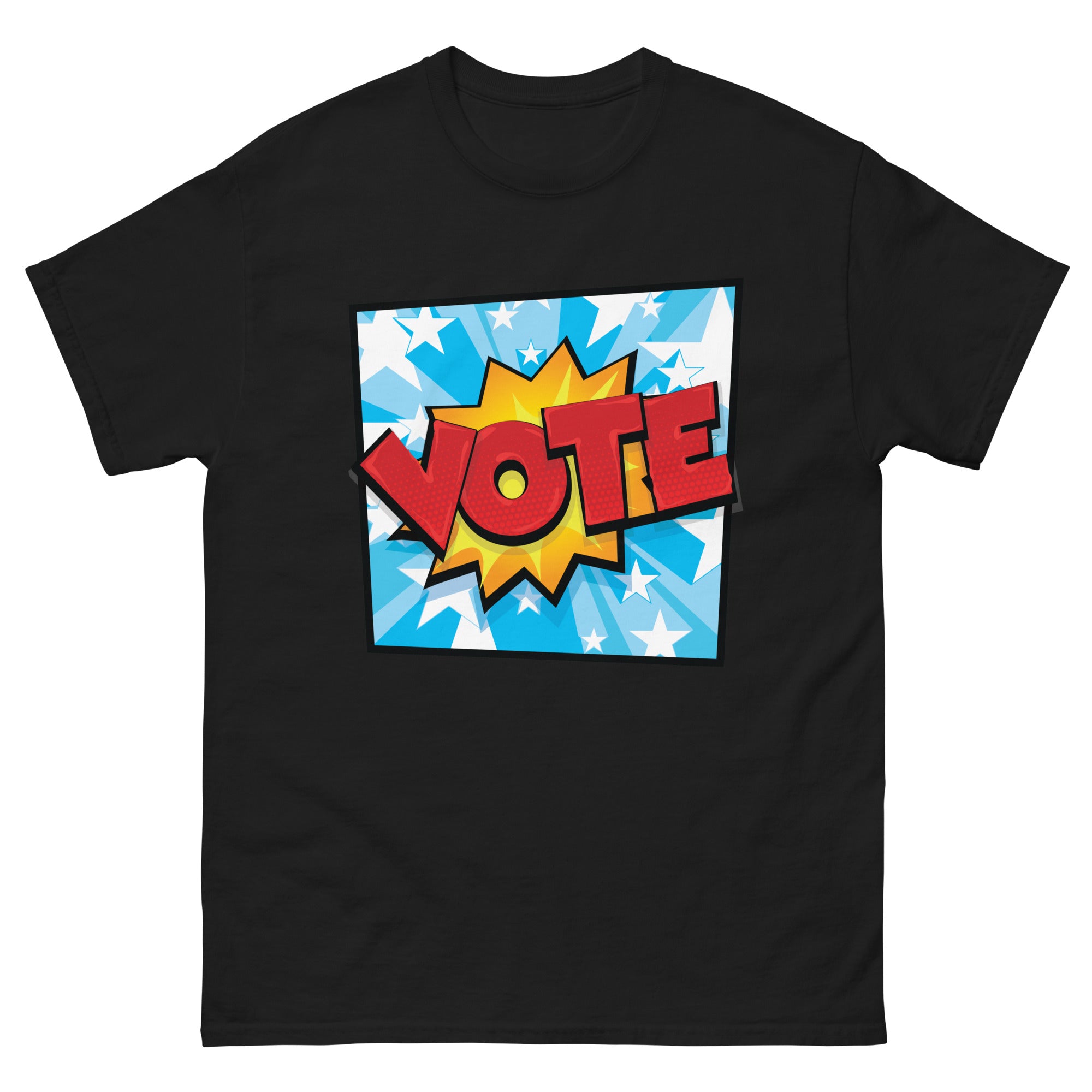 a black t - shirt with the word vote on it