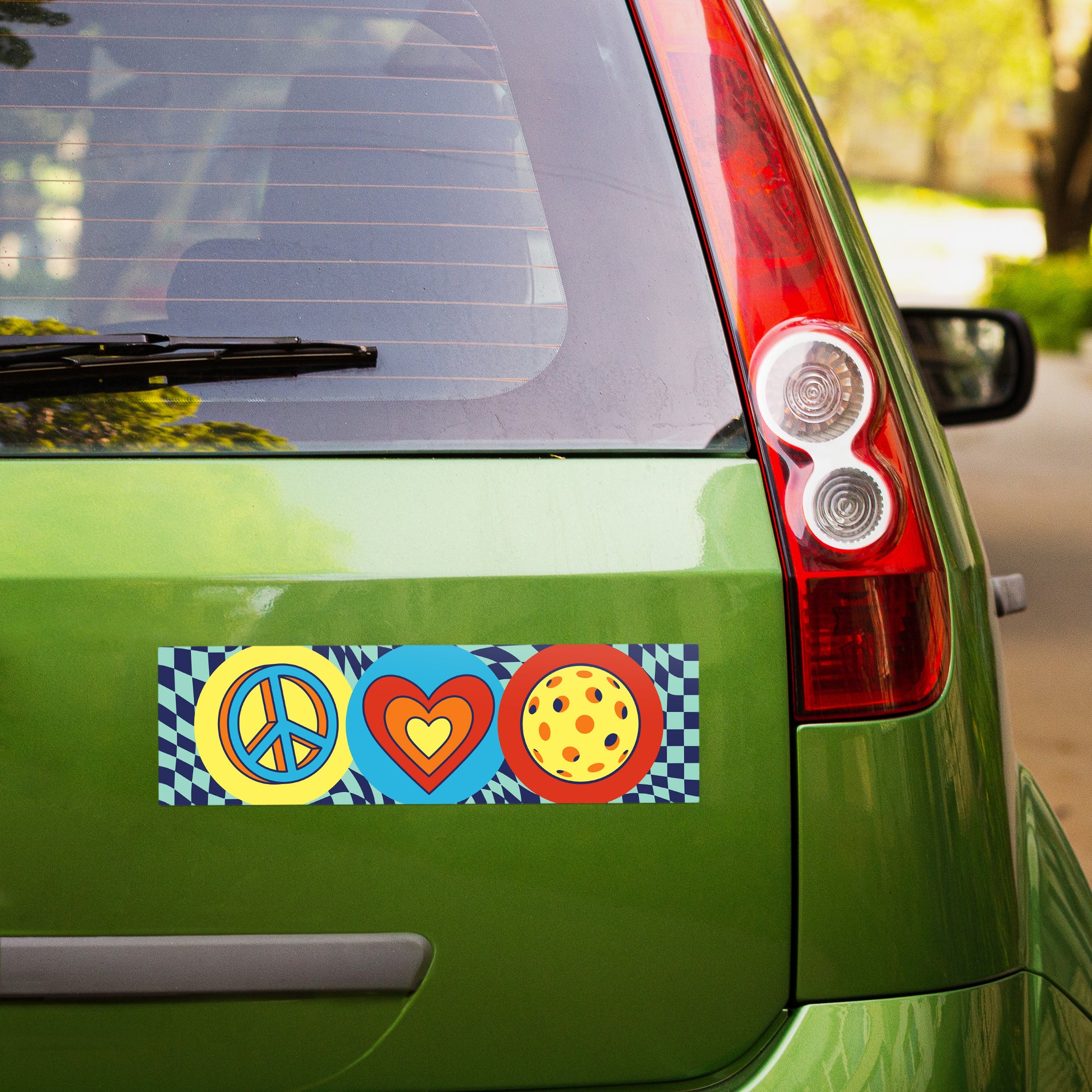 Peace Love Pickleball Bumper Sticker
