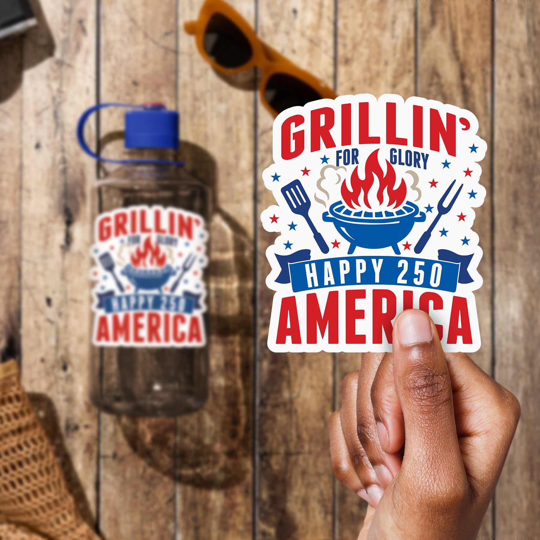 Grillin For Glory Sticker, Large 4in Vinyl Sticker