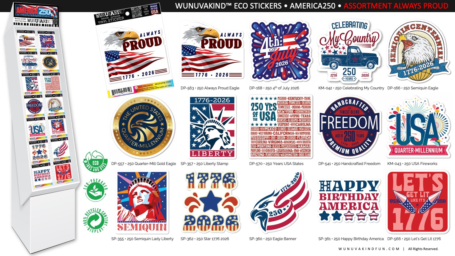 Eco Stickers | America250 | Assortment Always Proud