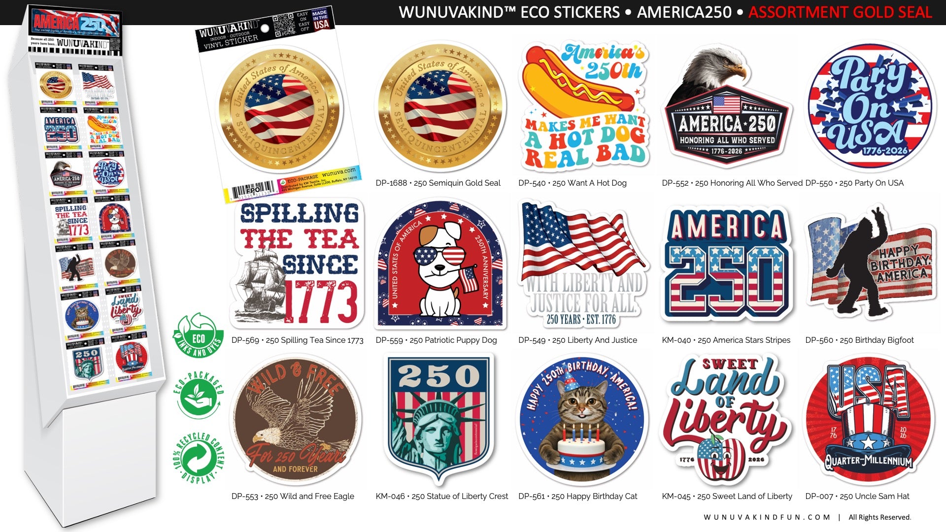 Eco Stickers | America250 | Assortment Gold Seal