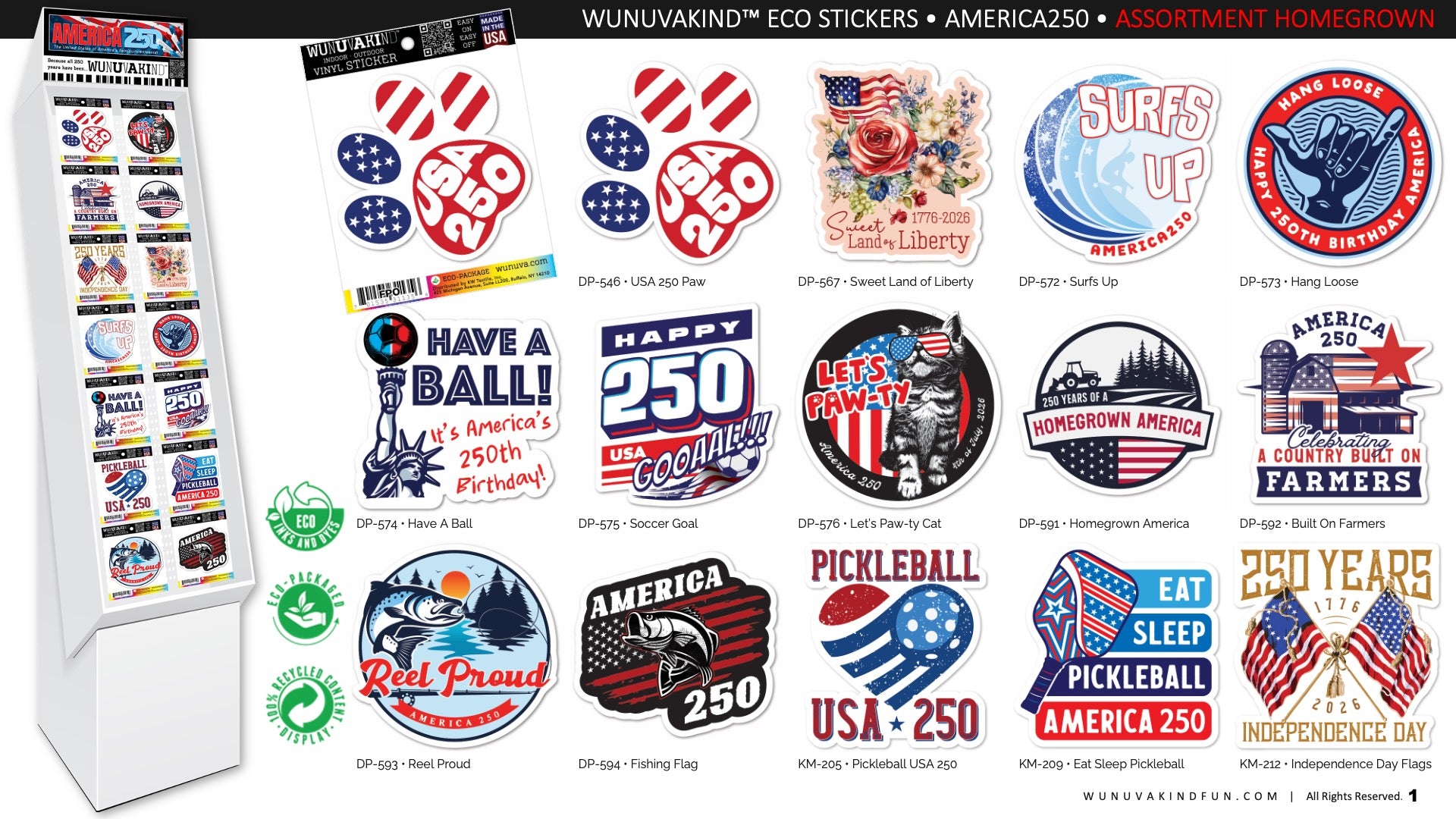 Eco Stickers | America250 | Assortment Homegrown