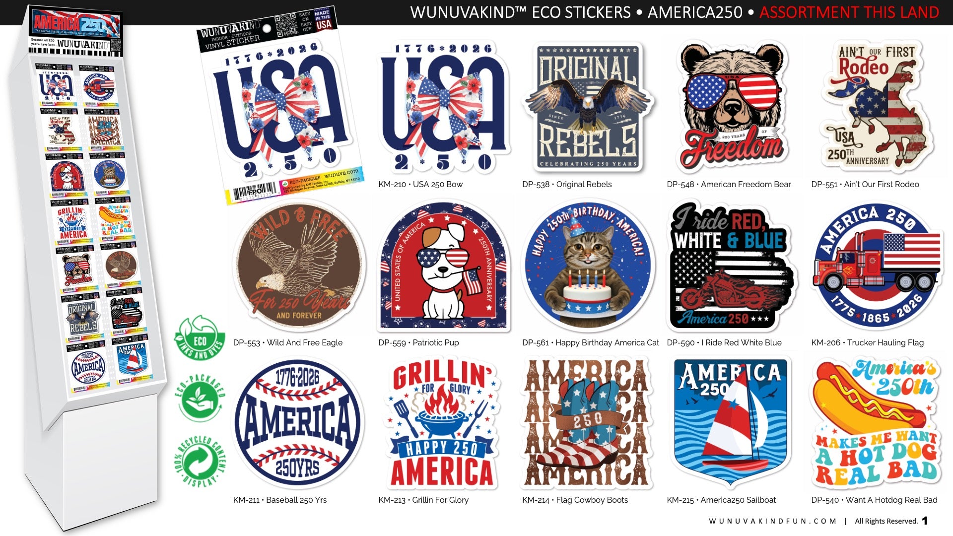 Eco Stickers | America250 | Assortment This Land