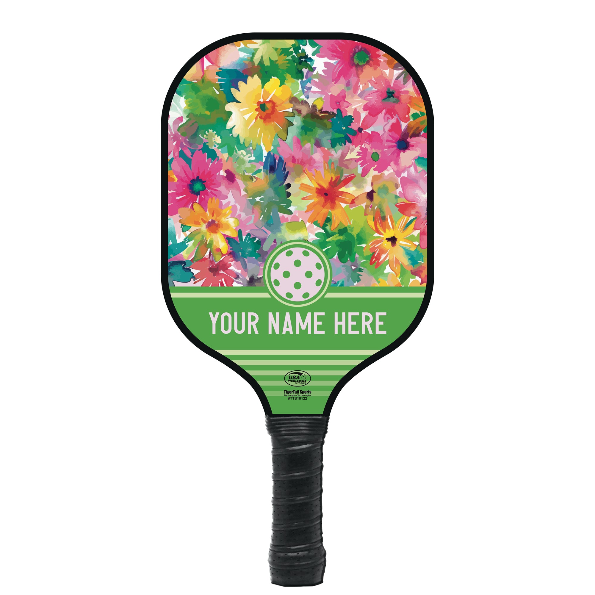 Floral Name Personalized Pickleball Paddle