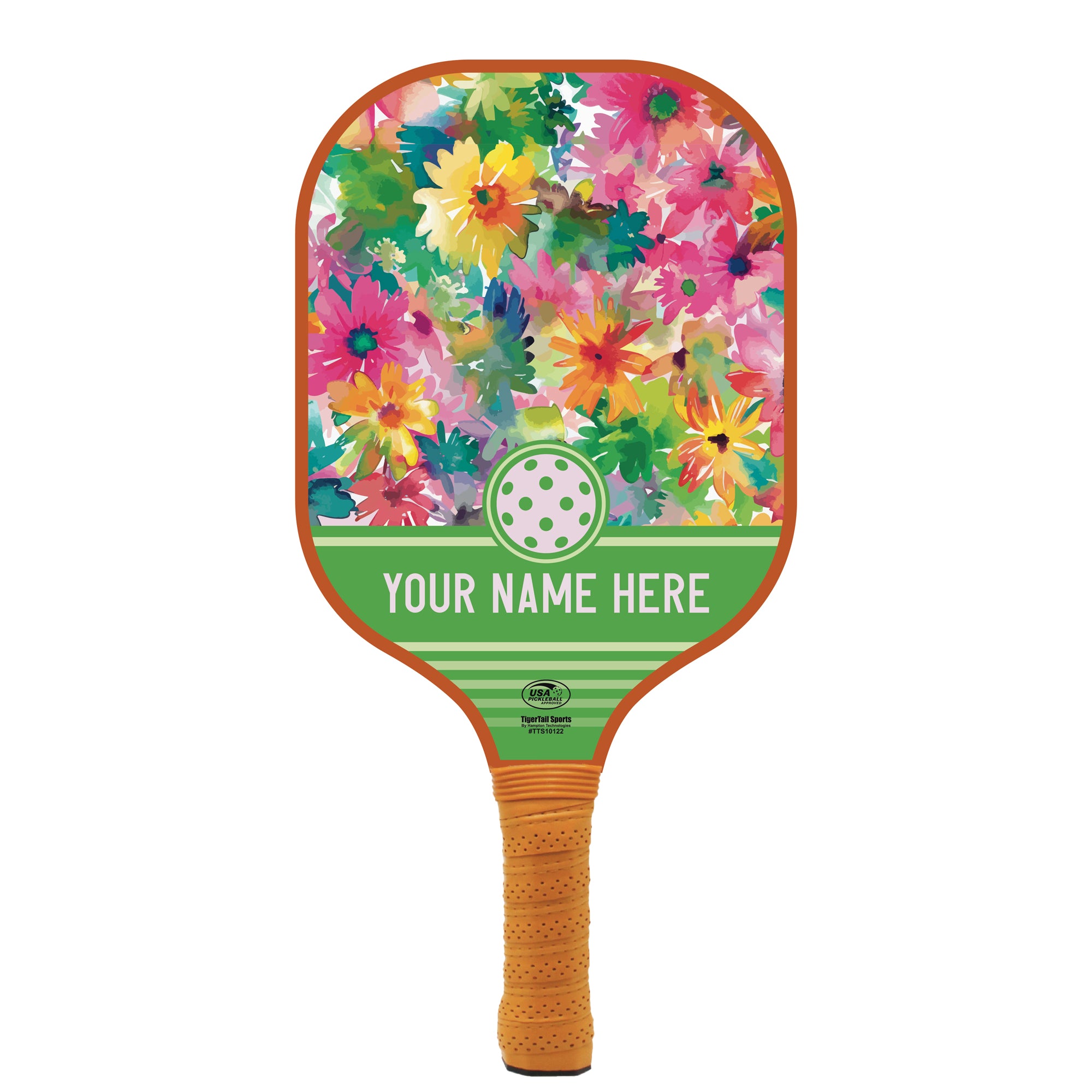 Floral Name Personalized Pickleball Paddle