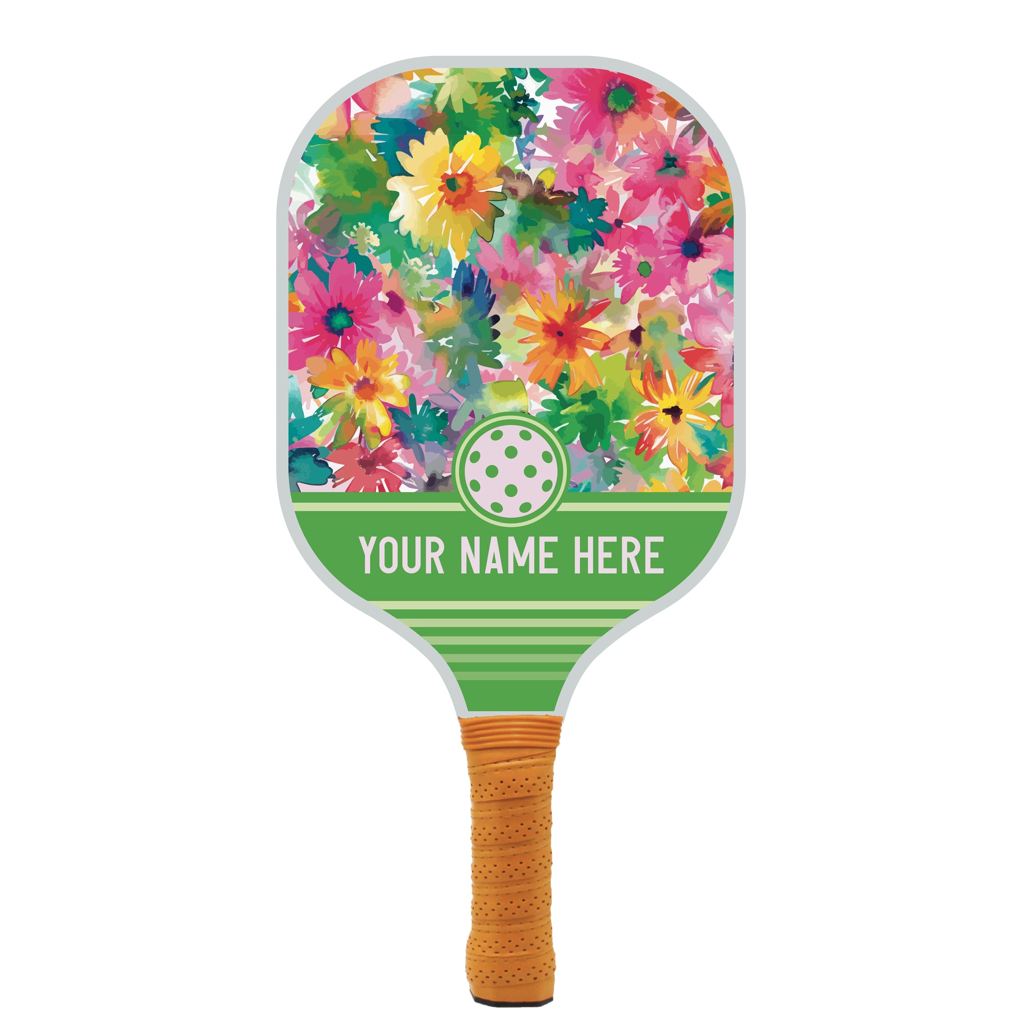 Floral Name Personalized Pickleball Paddle